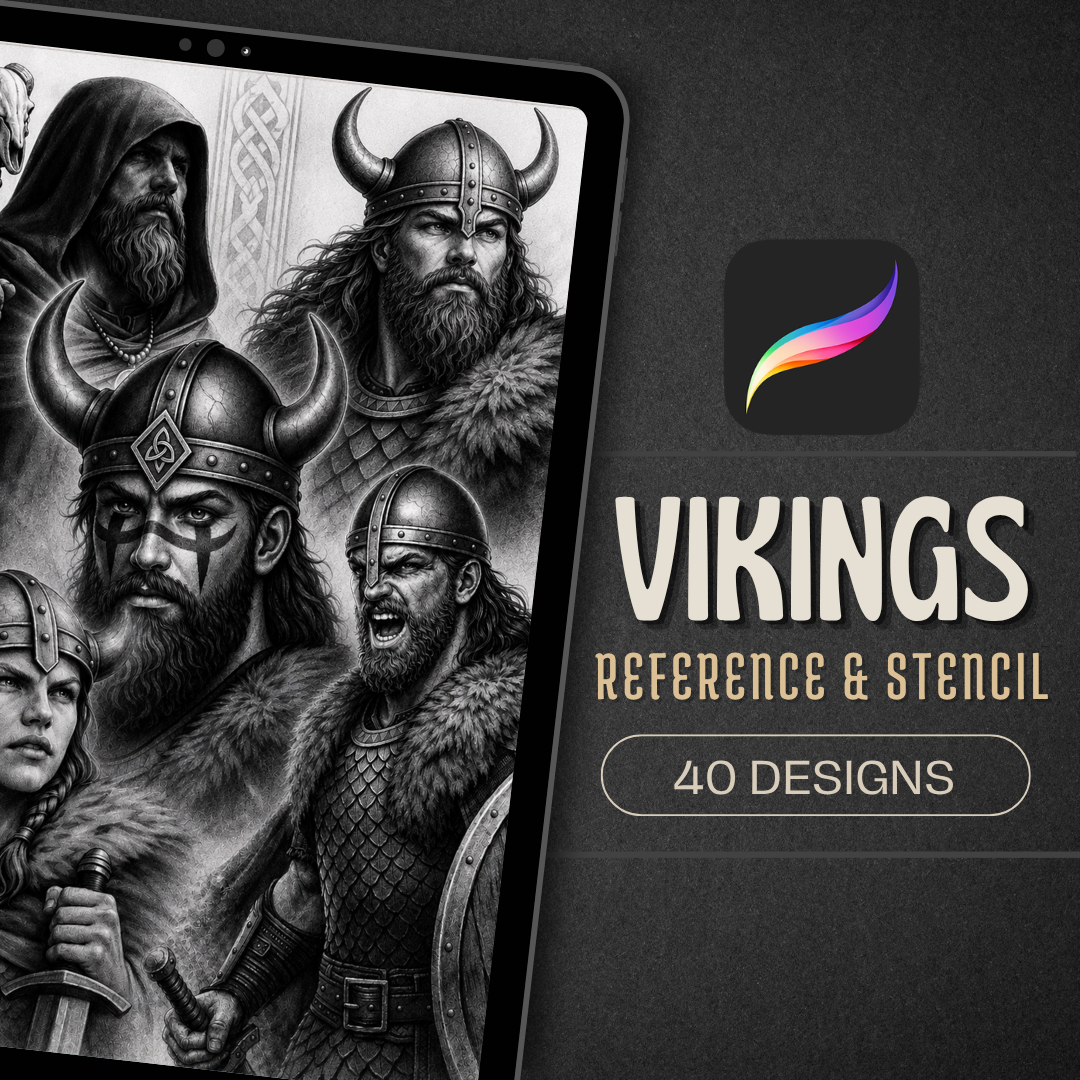 Vikings Procreate tattoo brush stamp set — design 1