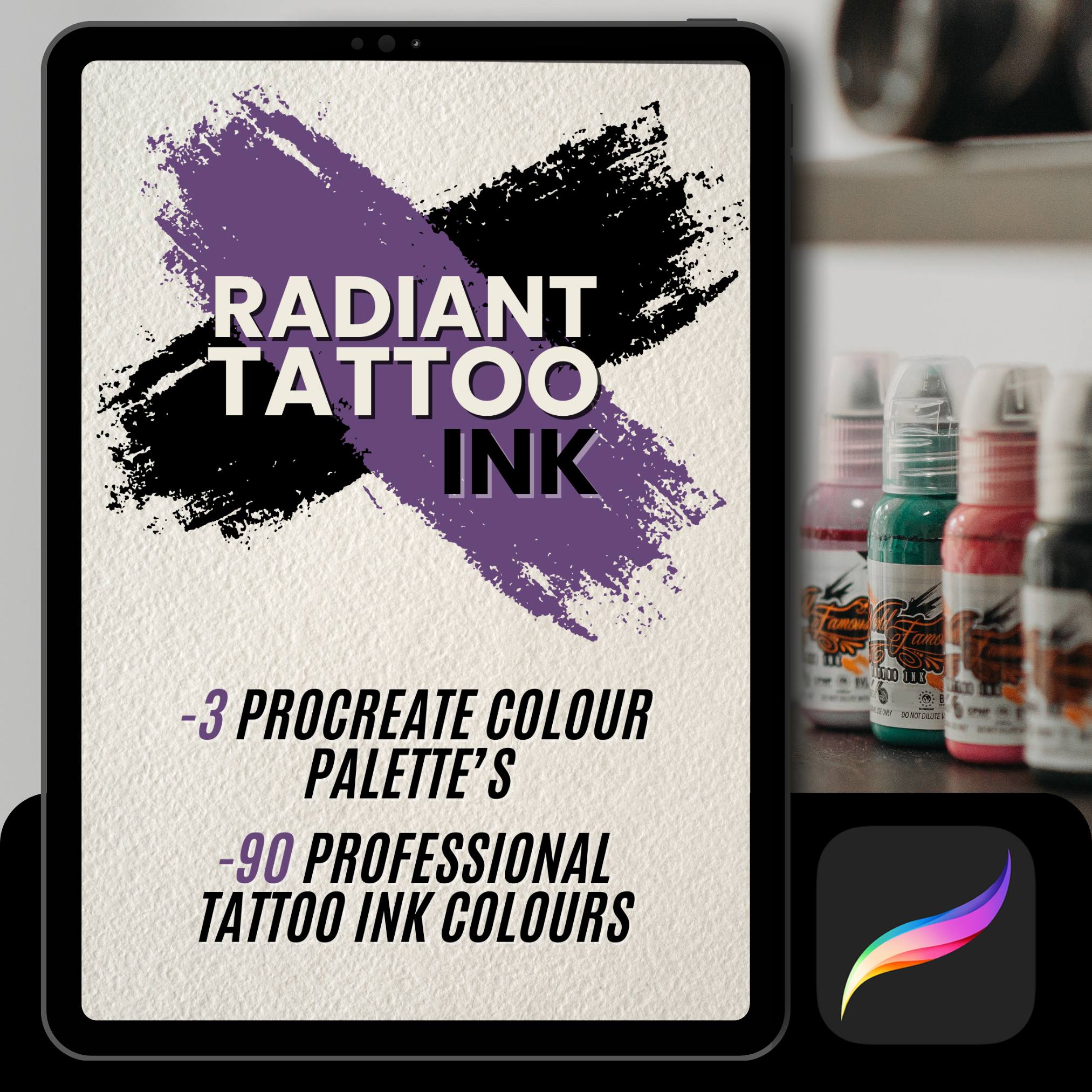 Radiant Ink Procreate Palette – 90 Vibrant Tattoo Colours for Bold Creations