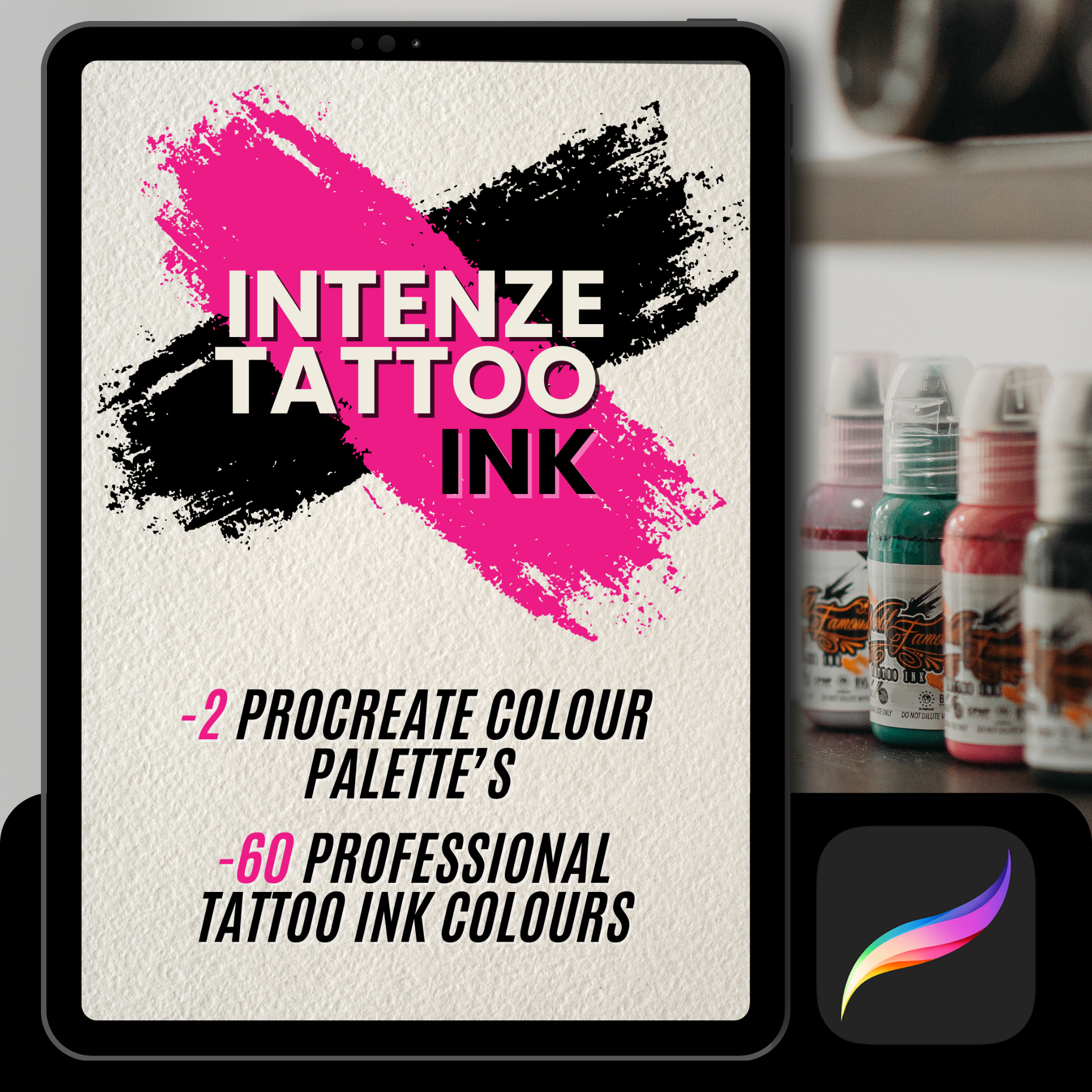 Intenze Ink Procreate Colour Set – 2 Palettes, 60 Colours