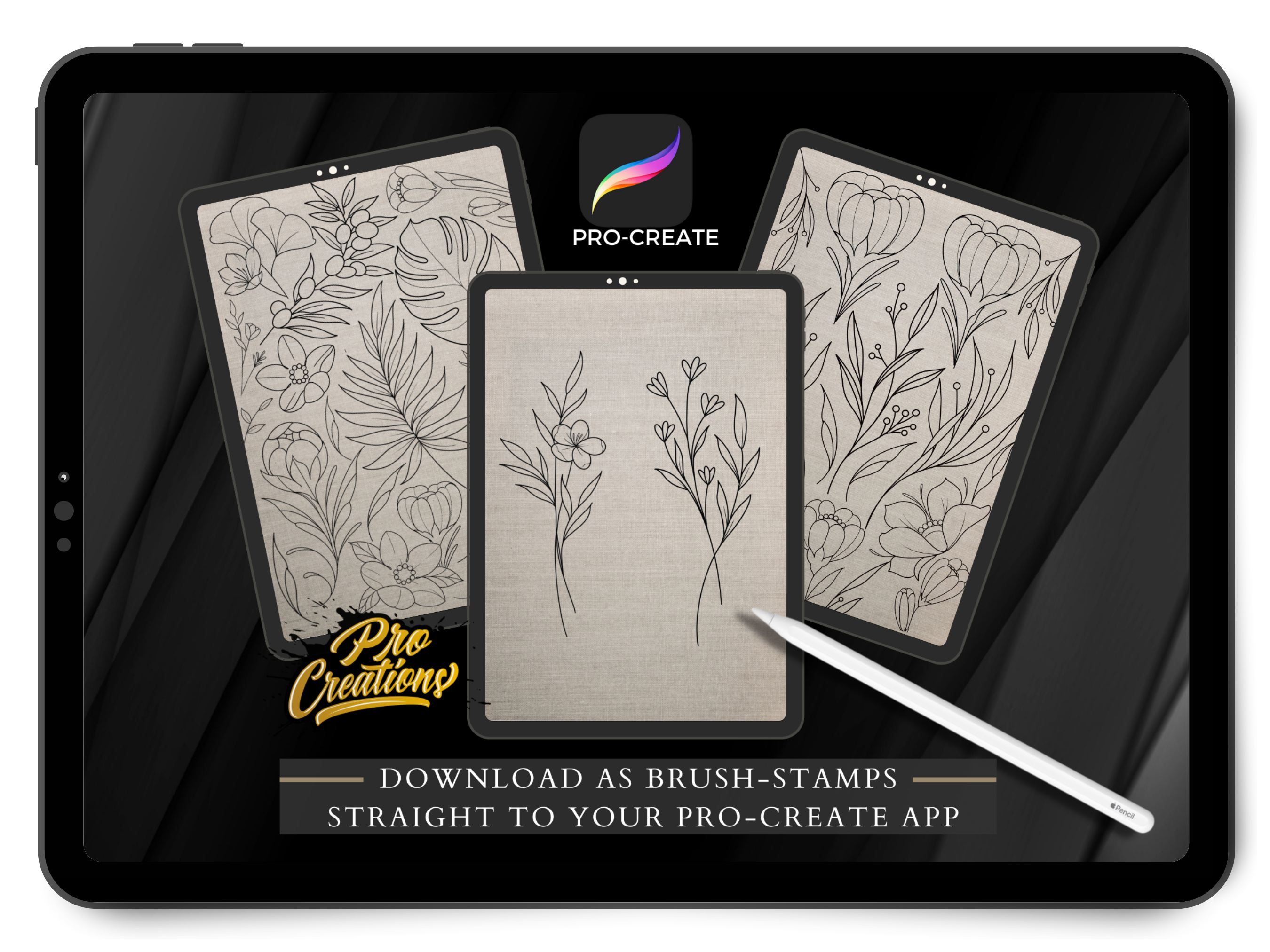 Neo-Traditional Floral Brush Set for Pro Create: 60+
