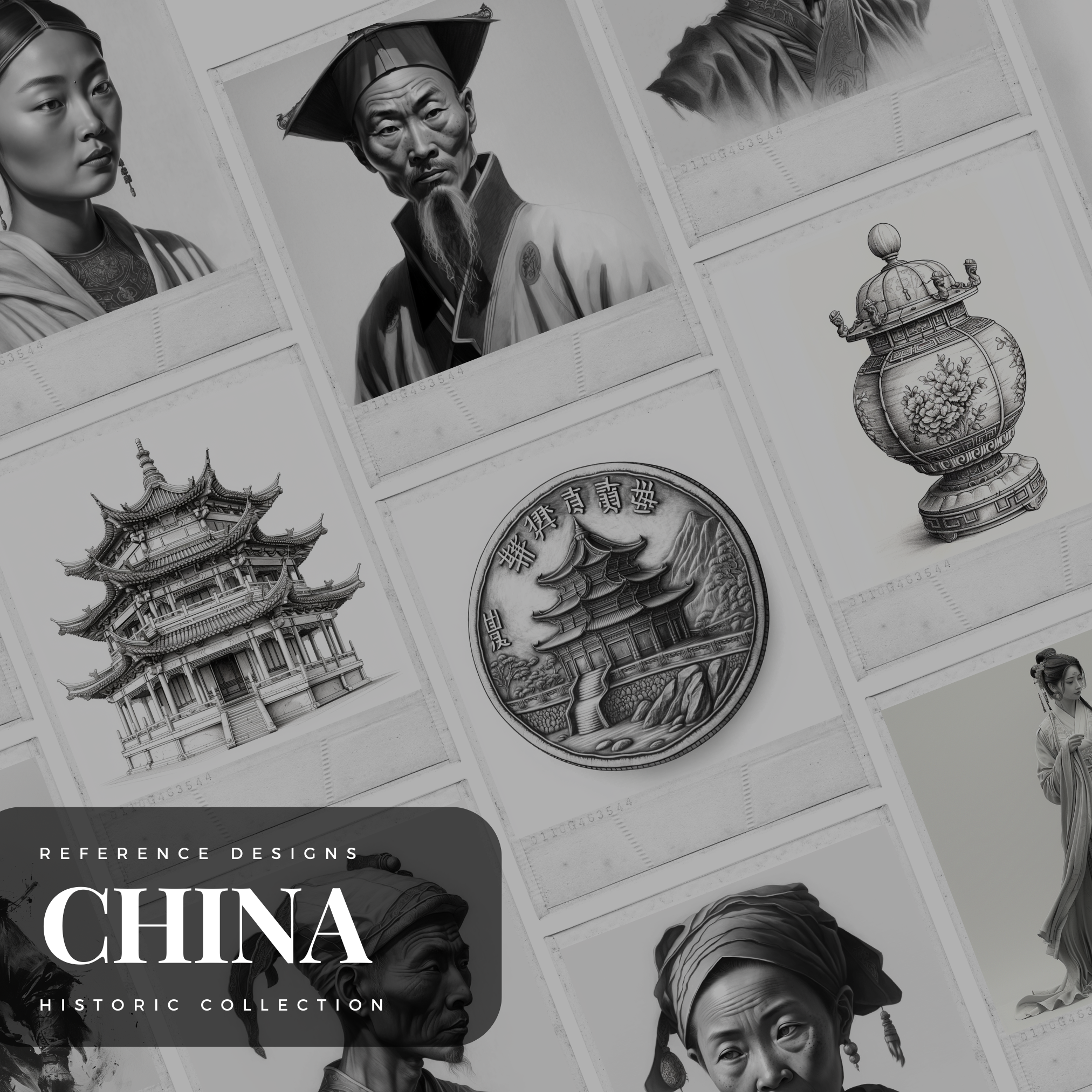 Ancient China Digital Design Collection: 100 Procreate & Sketchbook Images