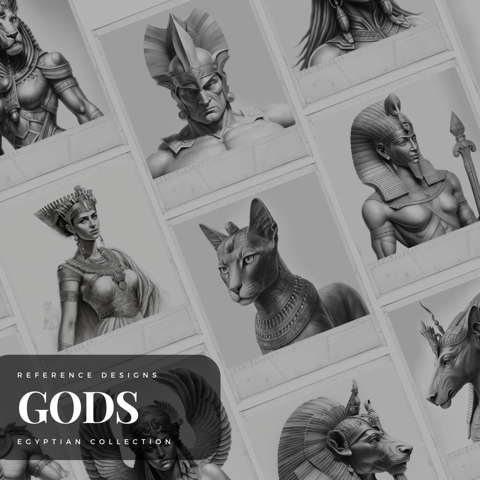 Colección de diseño digital de dioses egipcios: 50 imágenes de Procreate y Sketchbook