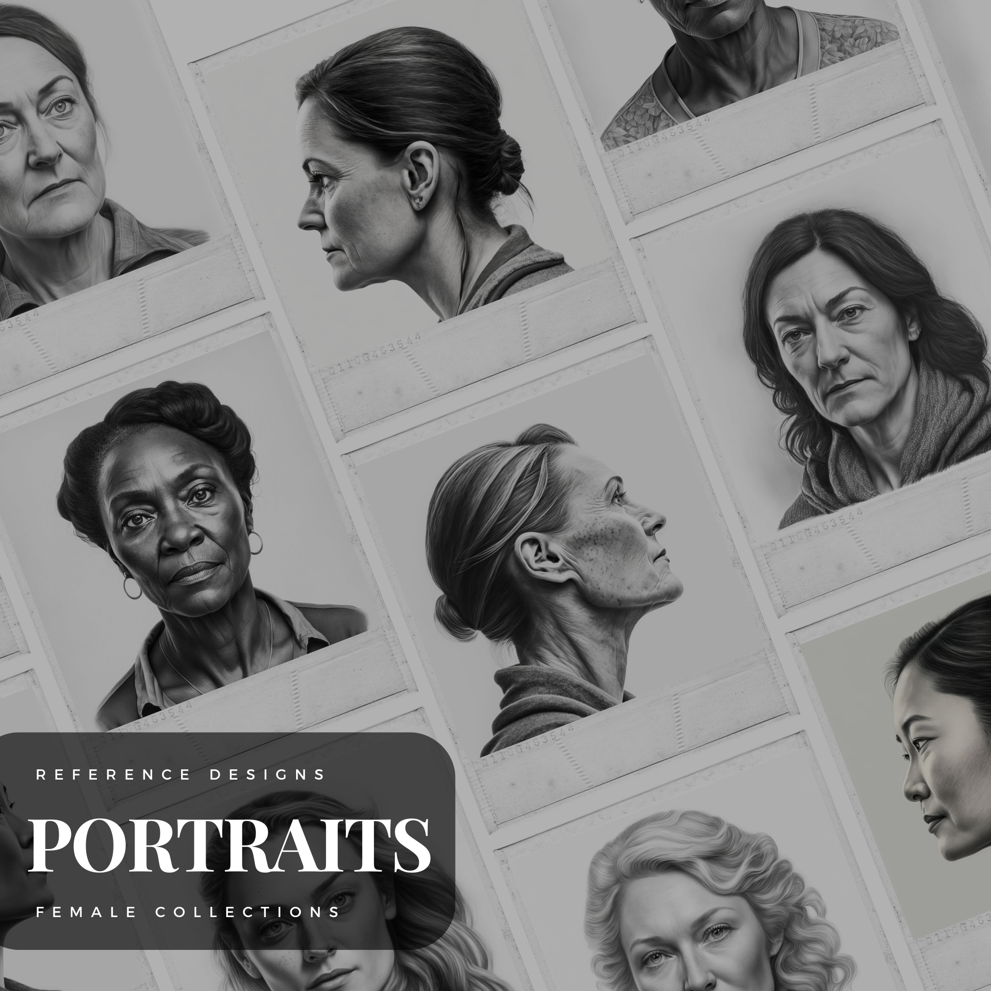 Colección de diseño digital de retratos de mujeres de mediana edad: 100 imágenes de Procreate y Sketchbook