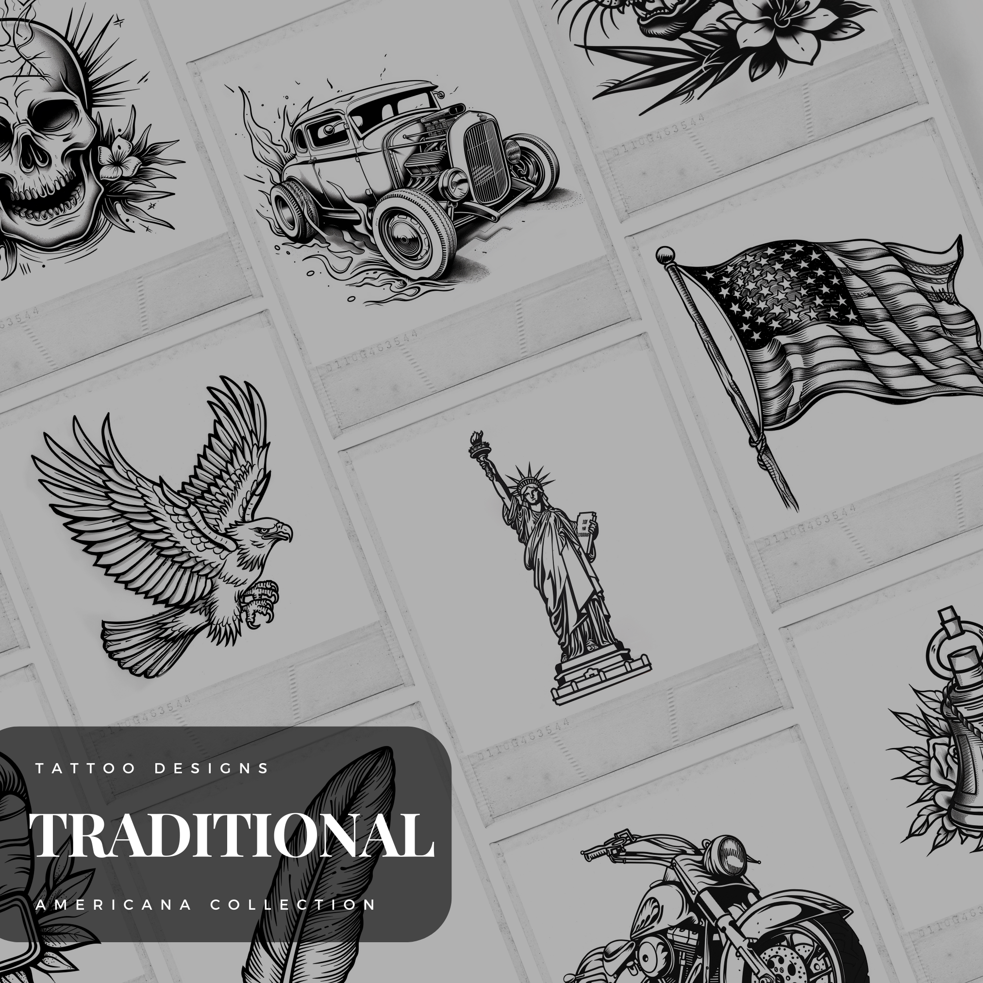 Traditional Classic America Flash Stamp Pack – Bold American Tattoo Designs for Procreate & Sketchbook