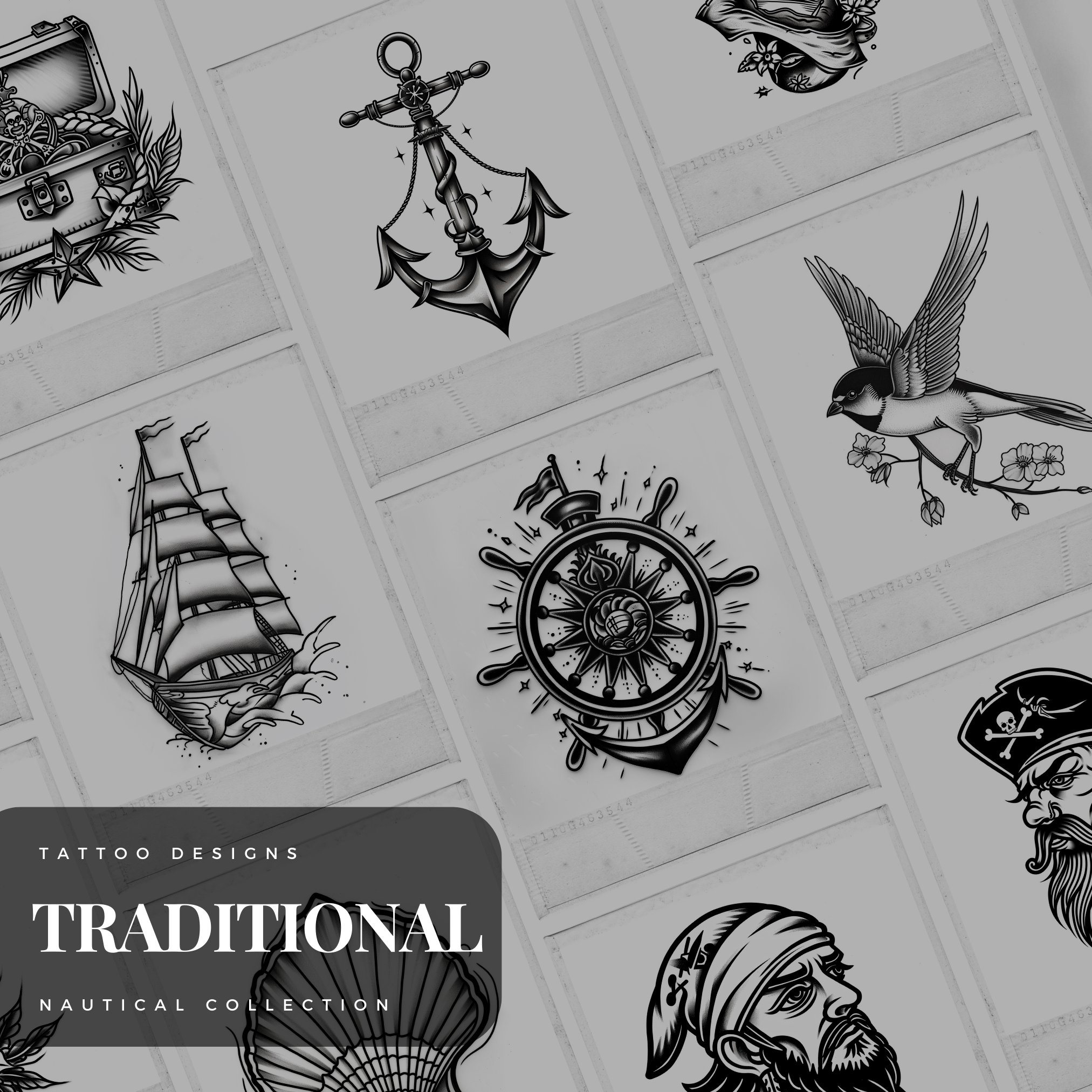 Traditional Nautical Flash Stamp Pack – Bold Maritime Tattoo Designs for Procreate & Sketchbook