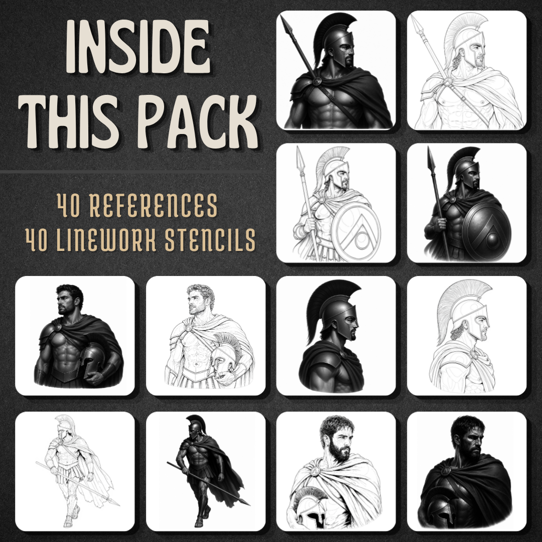 Spartan Warriors Procreate tattoo brush stamp set — design 2
