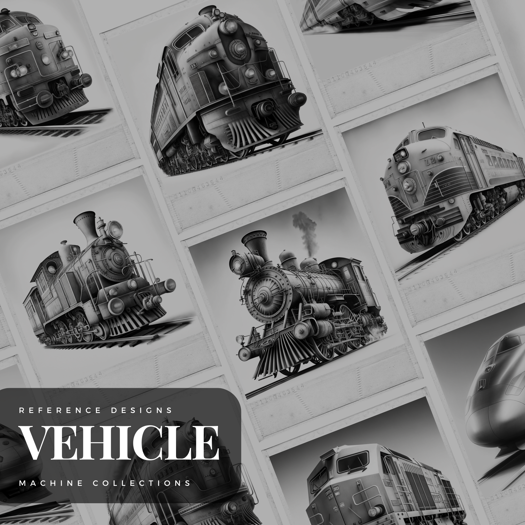 Trains Digital Design Collection: 50 Procreate & Sketchbook Images