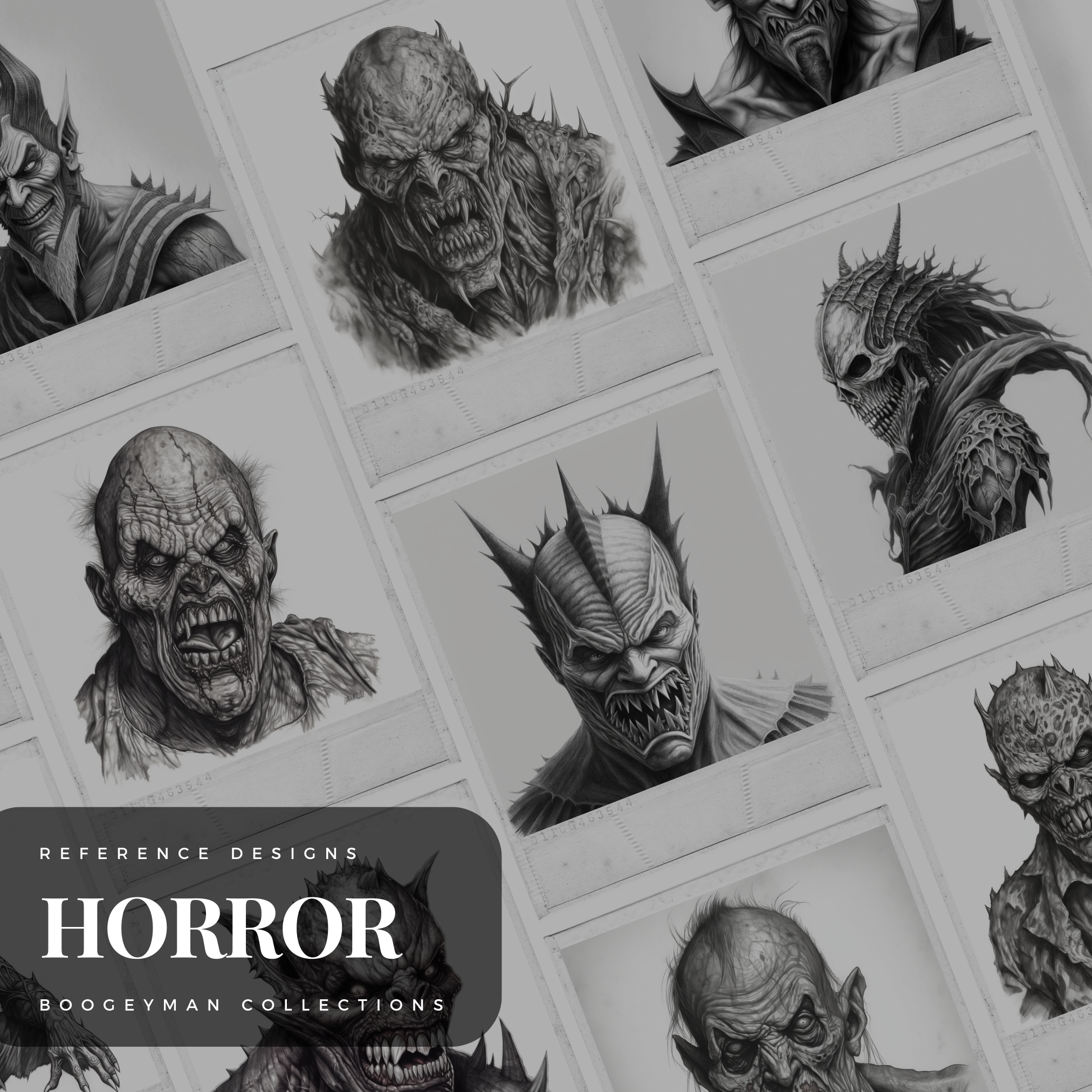 Colección de diseños de terror digital Boogeyman: 50 imágenes de Procreate y Sketchbook