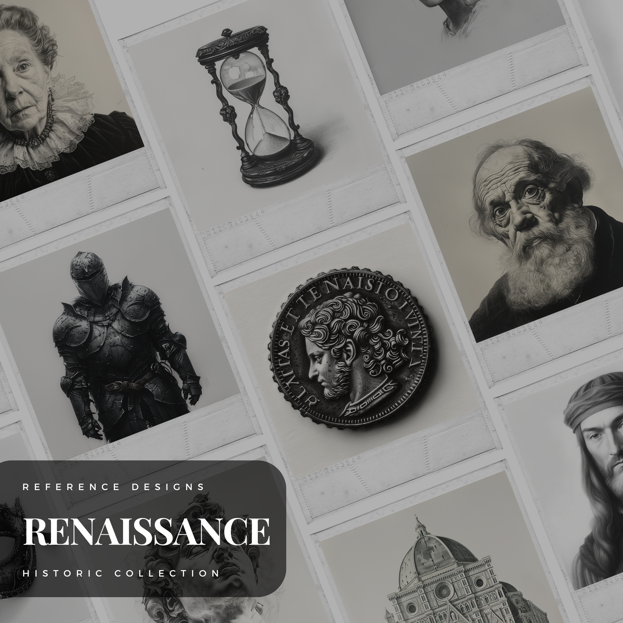 Colección de diseño digital del período del Renacimiento: 100 imágenes de Procreate y Sketchbook