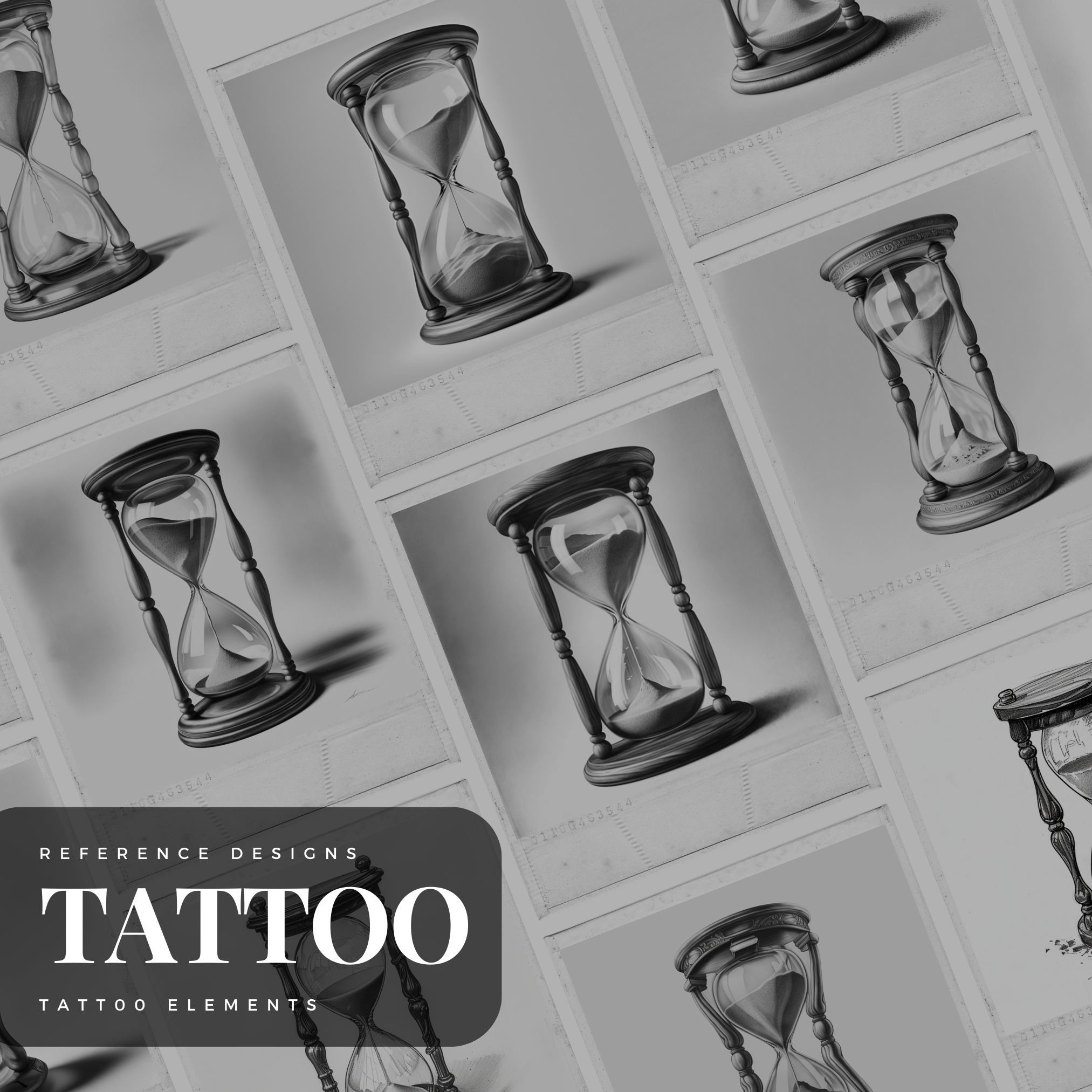 Sanduhr Digitale Tattoo-Element-Design-Kollektion: 100 Procreate- und Skizzenbuch-Bilder