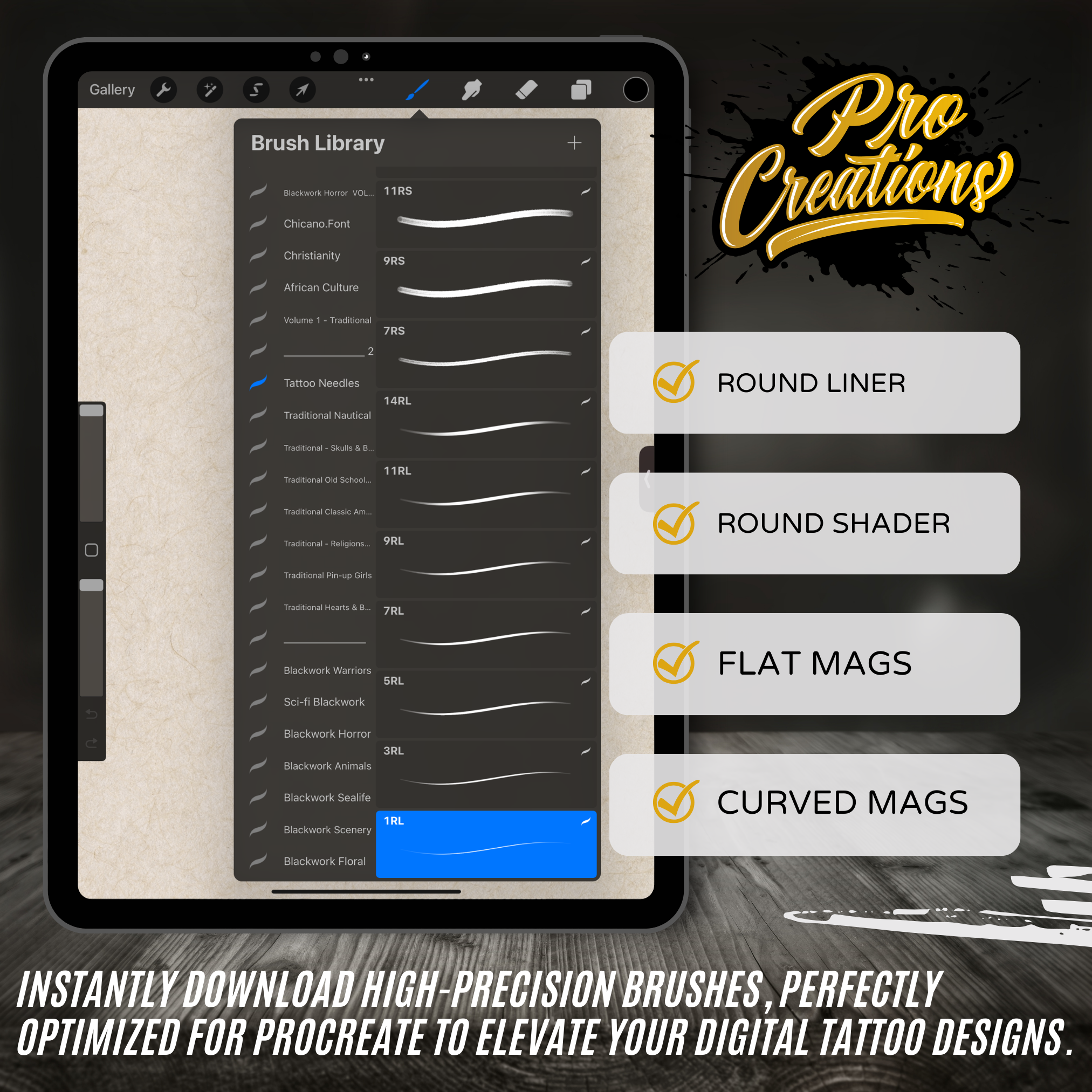 Tattoo Needle Brushes for Procreate – Precision Tools for Authentic Tattoo Artistry