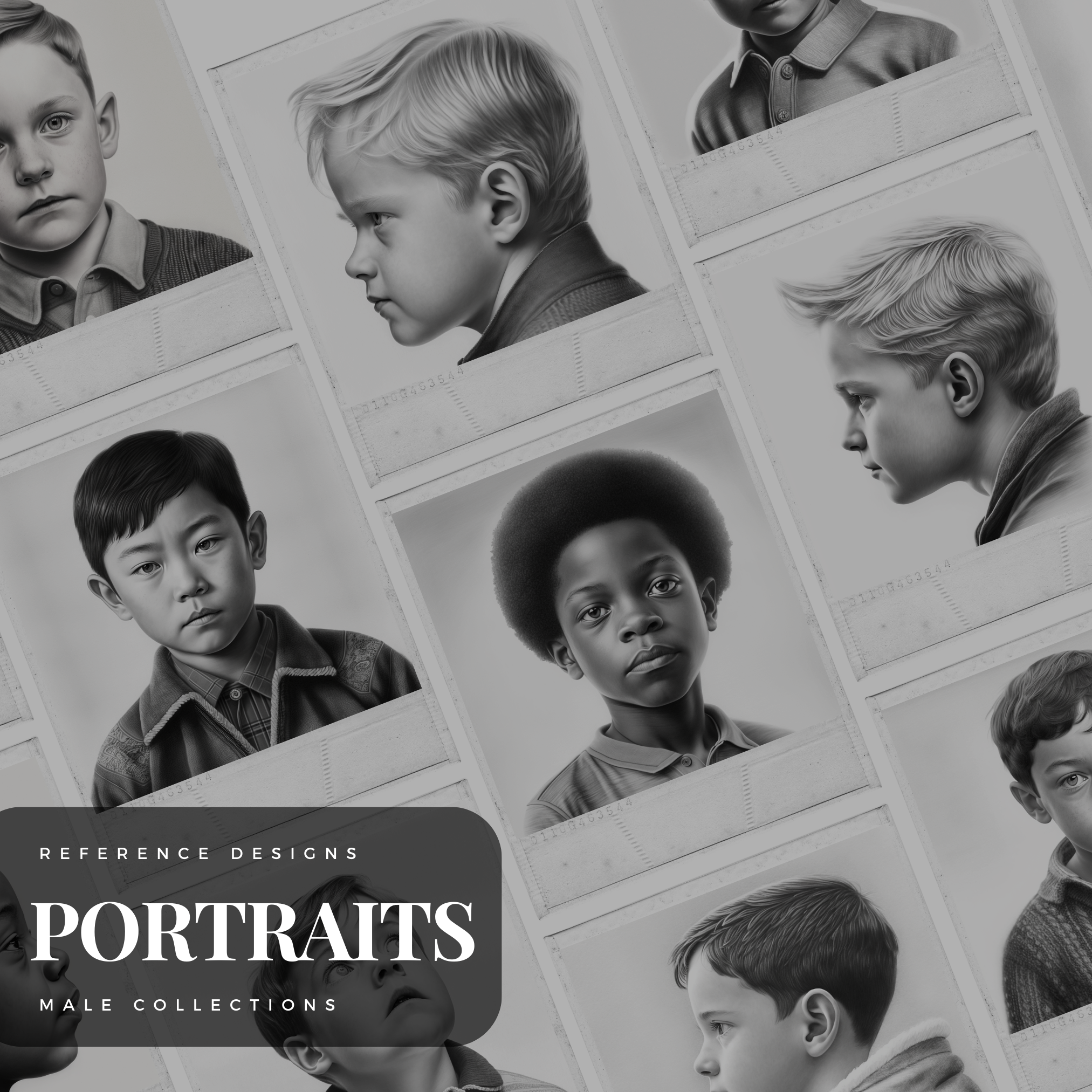 Colección de diseño digital de retratos de niños jóvenes: 100 imágenes de Procreate y Sketchbook