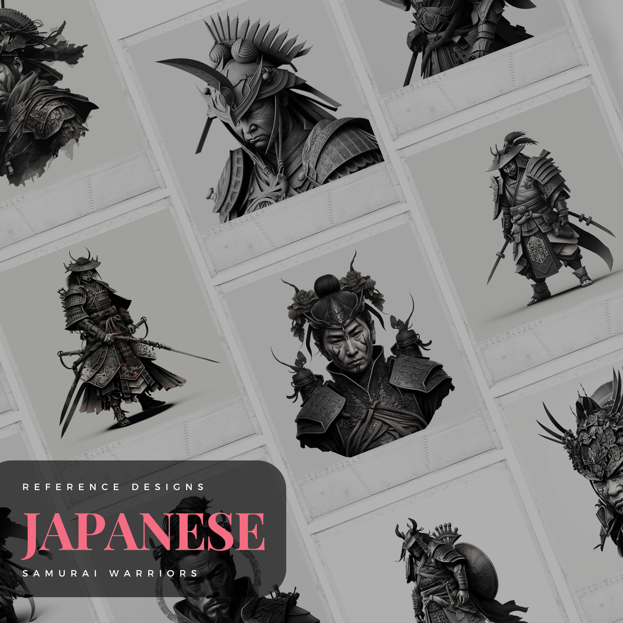 Colección de diseños de referencia digital de Samurai Warriors: 50 imágenes de Procreate y Sketchbook