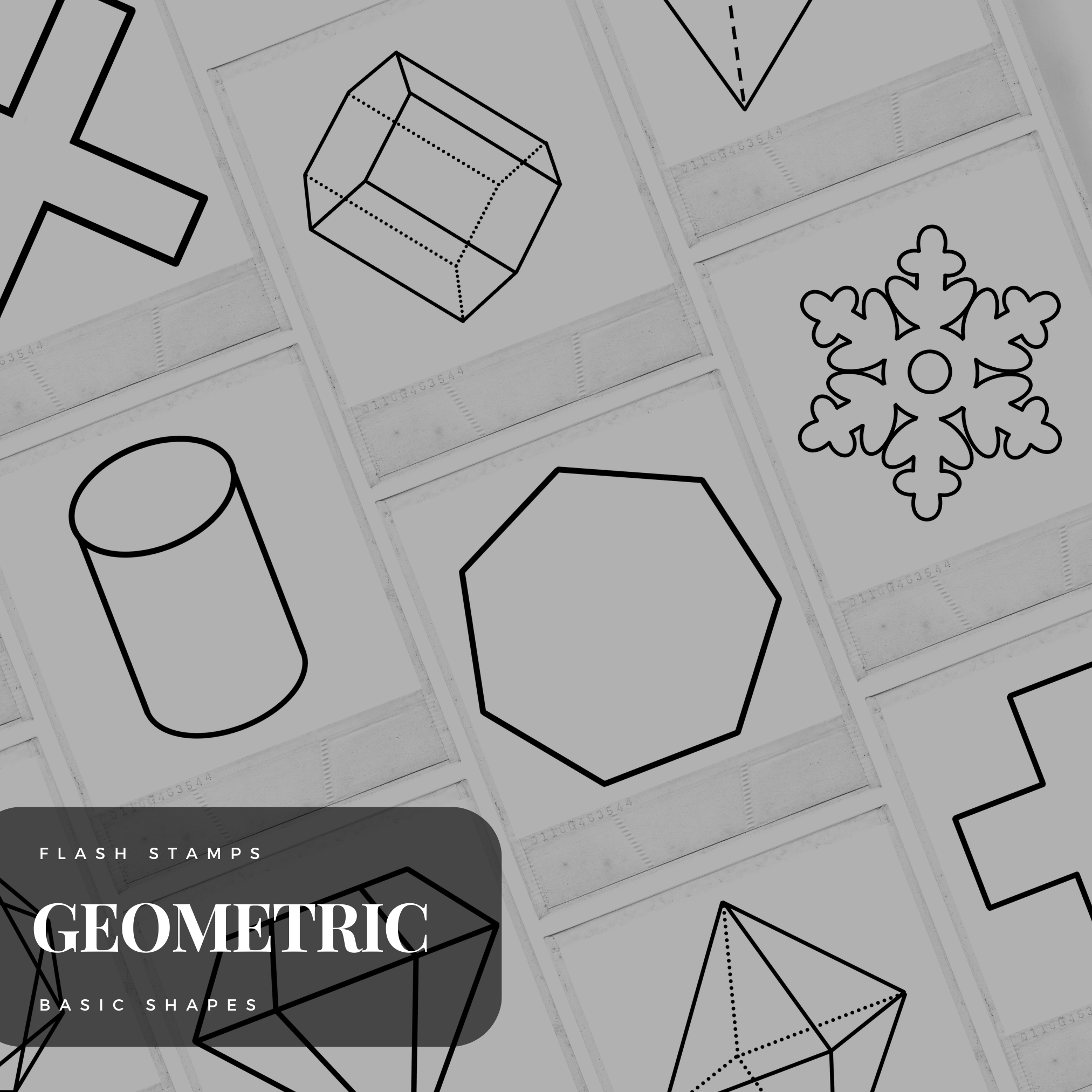 Geometrische Grundformen Procreate Flash Stempelset – 120 grundlegende Designs für Künstler