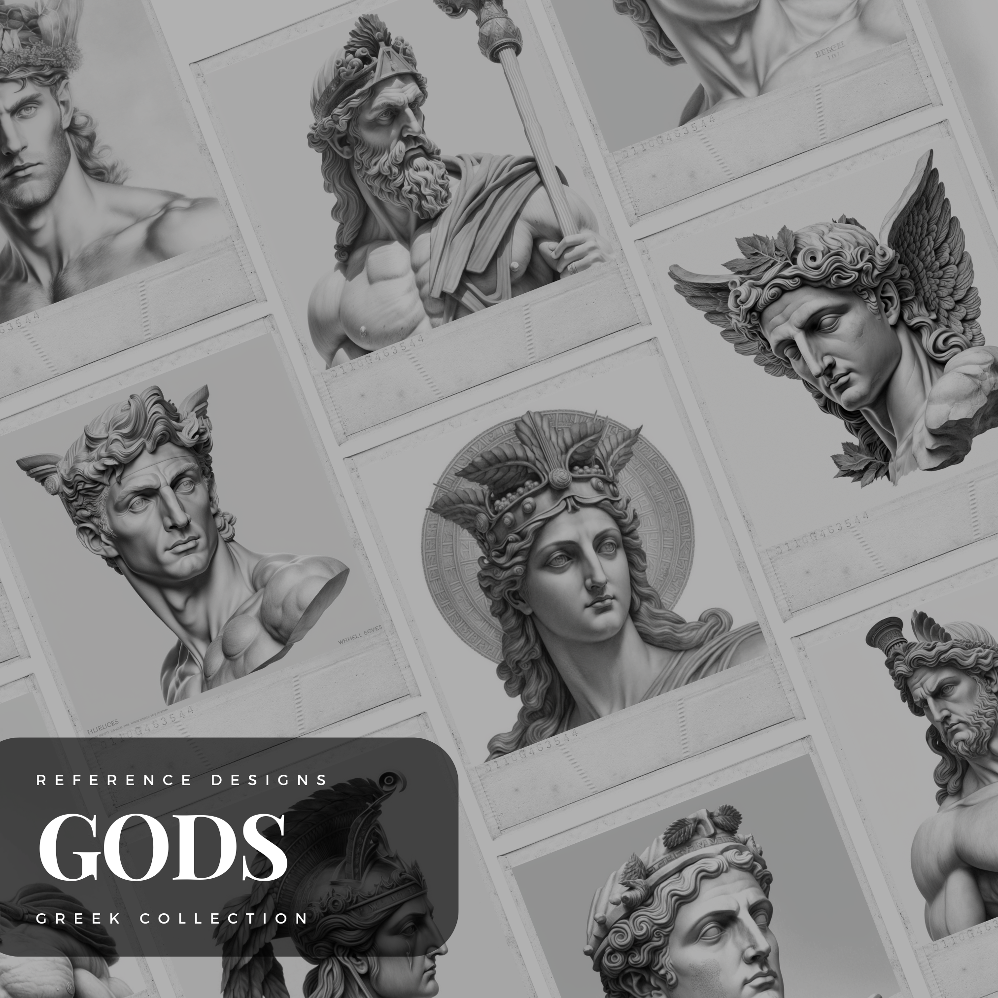 Colección de diseño digital de dioses griegos: 50 imágenes de Procreate y Sketchbook