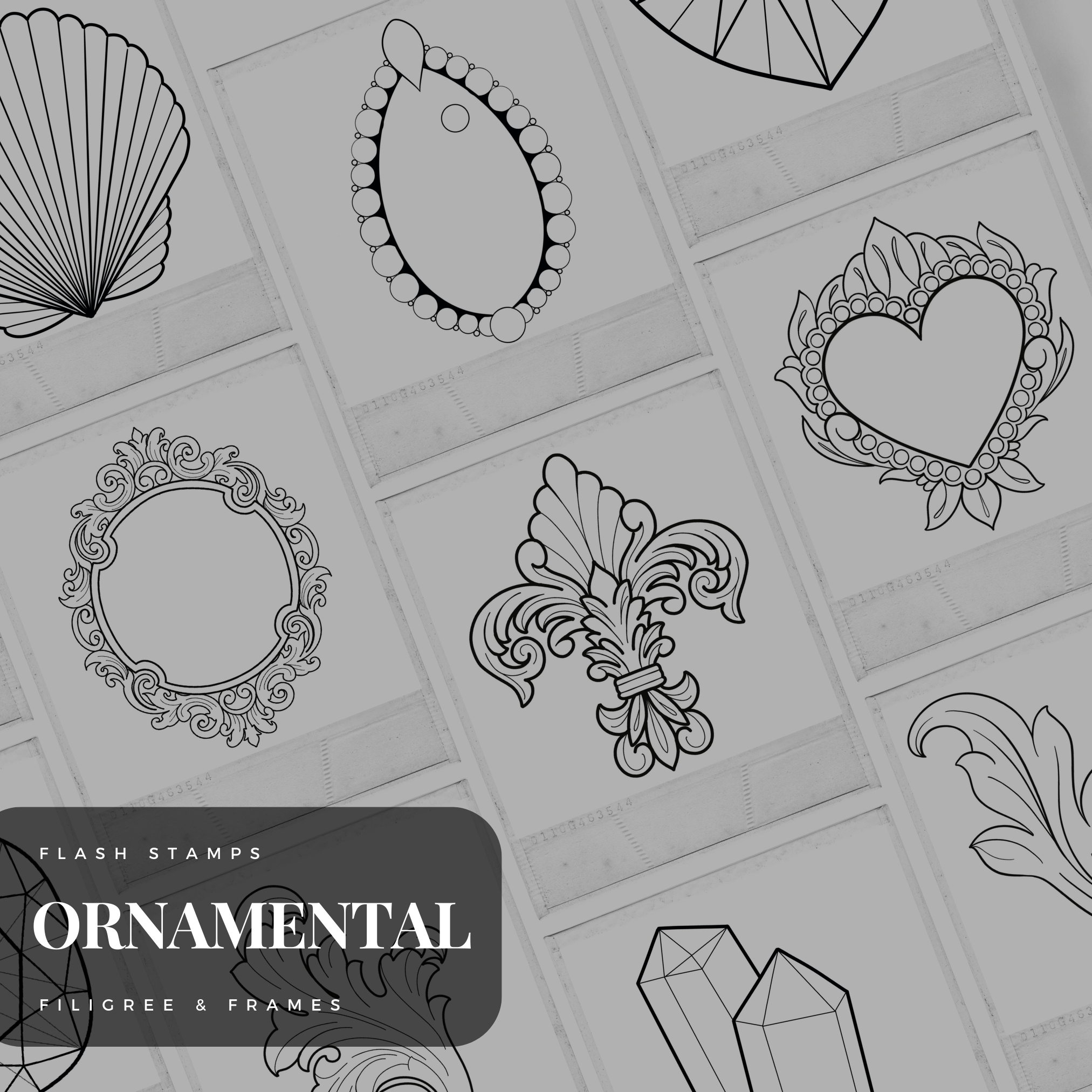 Ornamental Filigree & Frames Flash Stamp Pack – Elegant Ornamental Tattoo Designs for Procreate & Sketchbook