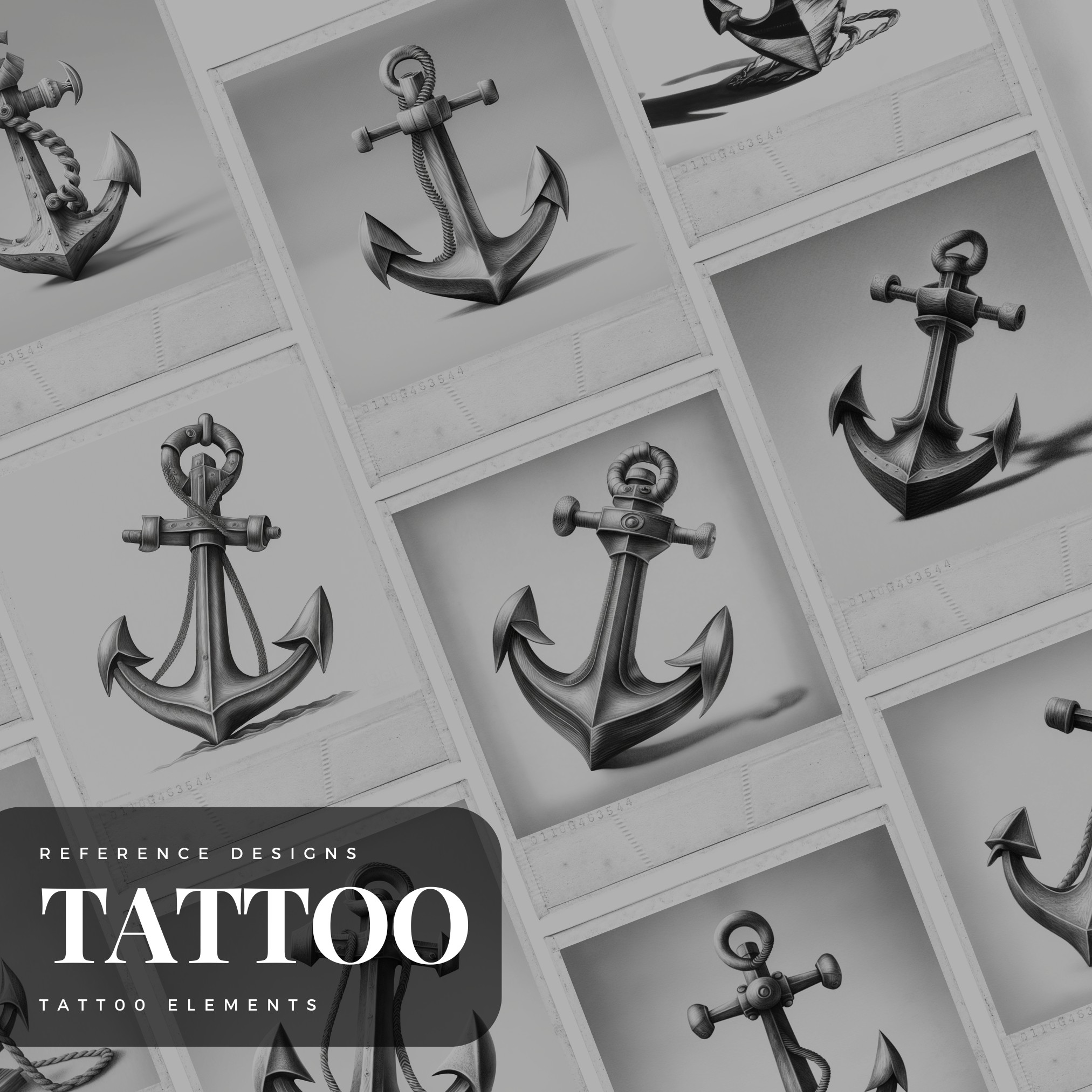 Colección de diseño de elementos de tatuaje digital Anchors: 100 imágenes de Procreate y Sketchbook