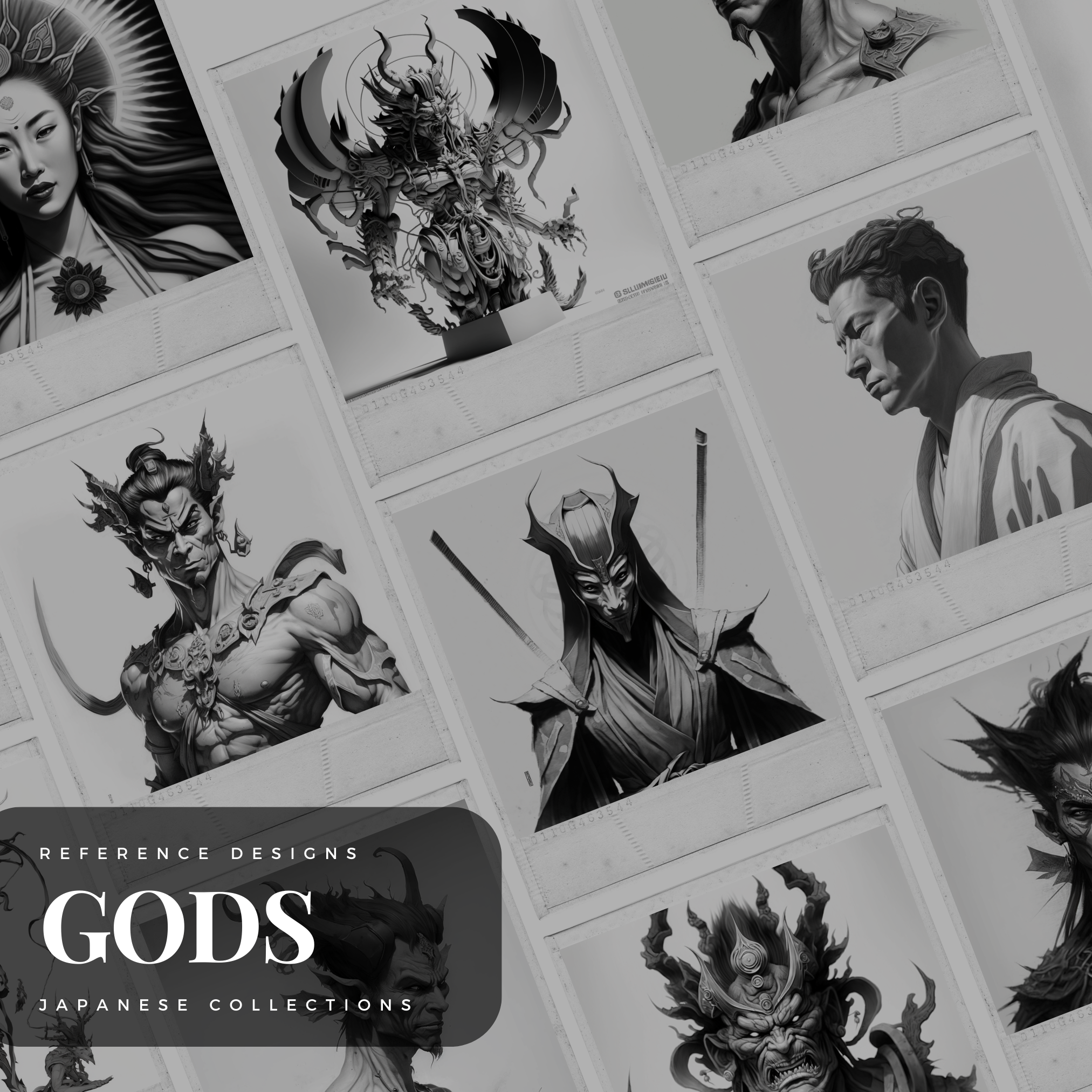 Colección de diseño digital de dioses japoneses: 50 imágenes de Procreate y Sketchbook