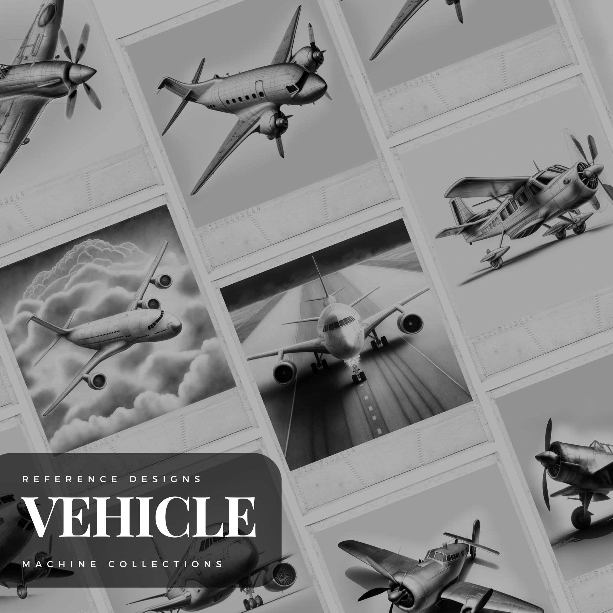 Digitale Designsammlung „Flugzeuge“: 50 Procreate- und Skizzenbuchbilder
