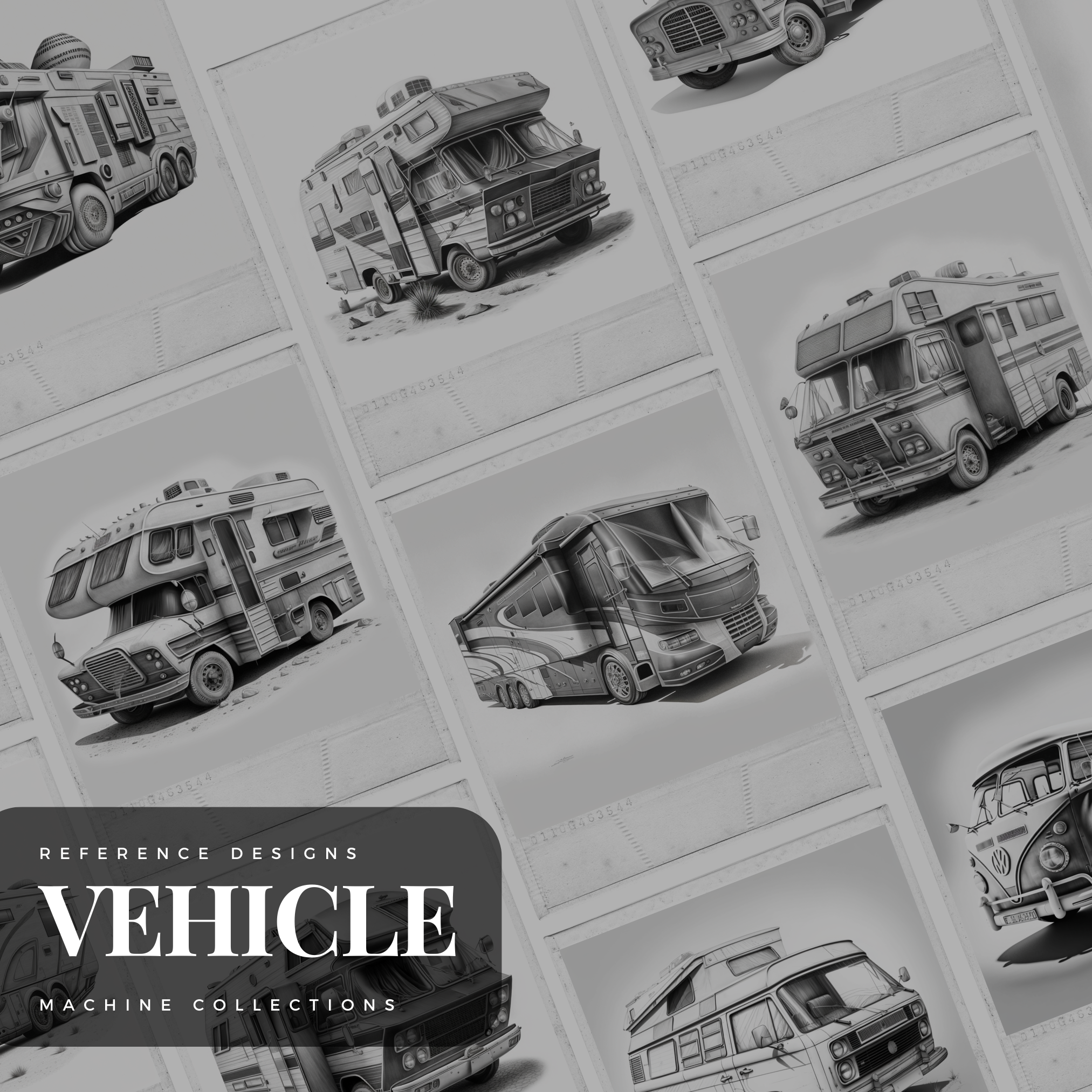 Digitale Designsammlung „Camper Vans“: 50 Procreate- und Skizzenbuchbilder