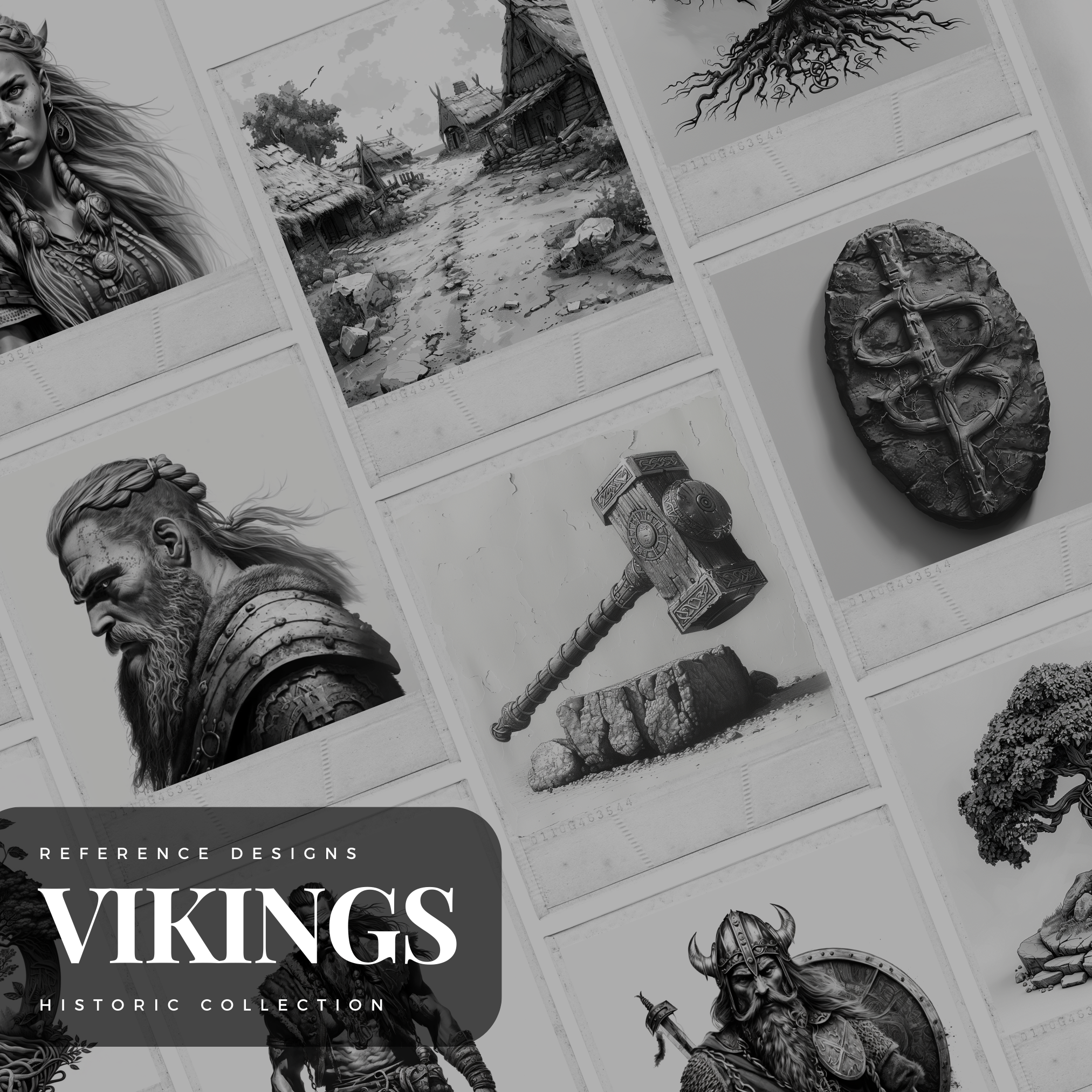 Colección de diseño digital de la era vikinga: 100 imágenes de Procreate y Sketchbook