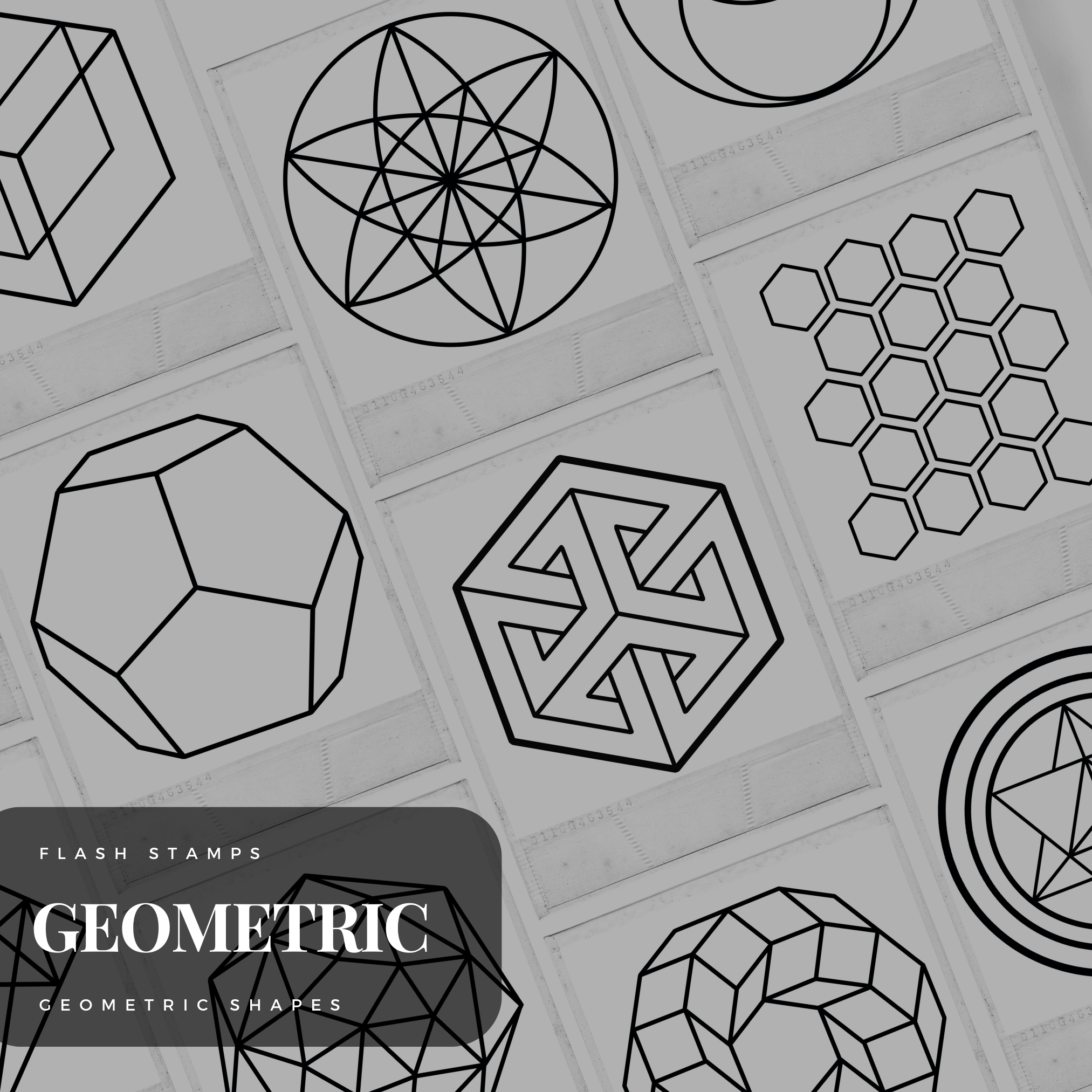 Geometric Shapes Flash Stamp Pack – Bold Geometric Tattoo Designs for Procreate & Sketchbook