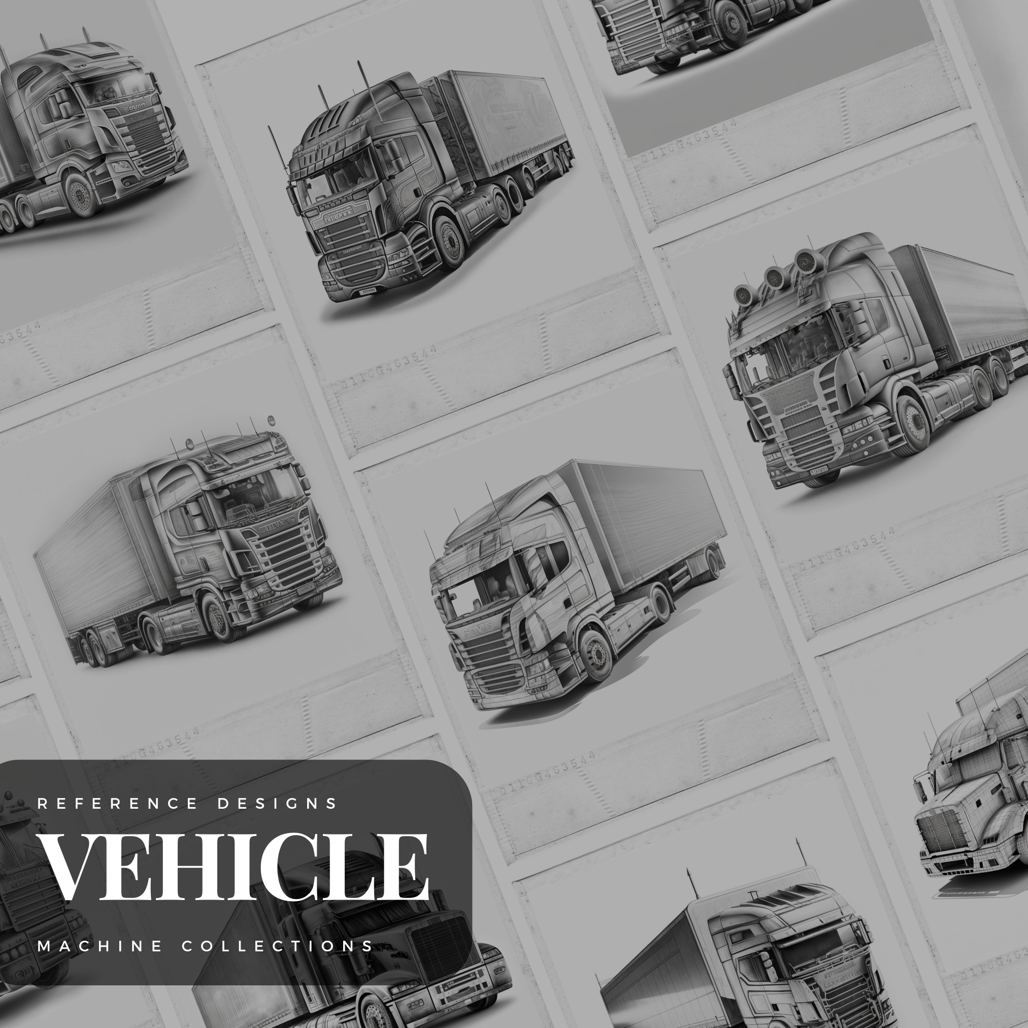 Colección de diseño digital de camiones de camiones: 50 imágenes de Procreate y Sketchbook