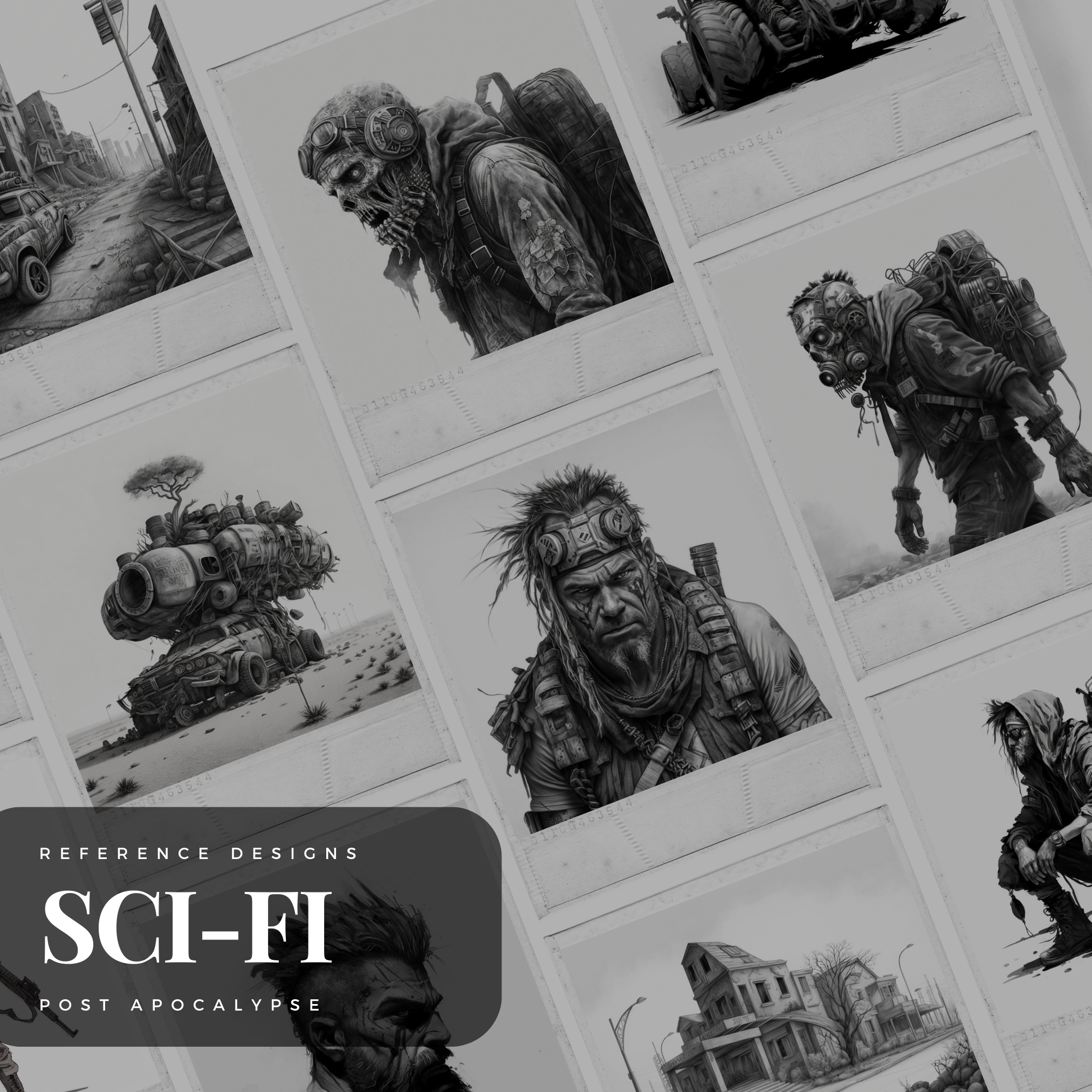 Digitale Sci-Fi-Designsammlung nach der Apokalypse: 100 Procreate- und Skizzenbuchbilder