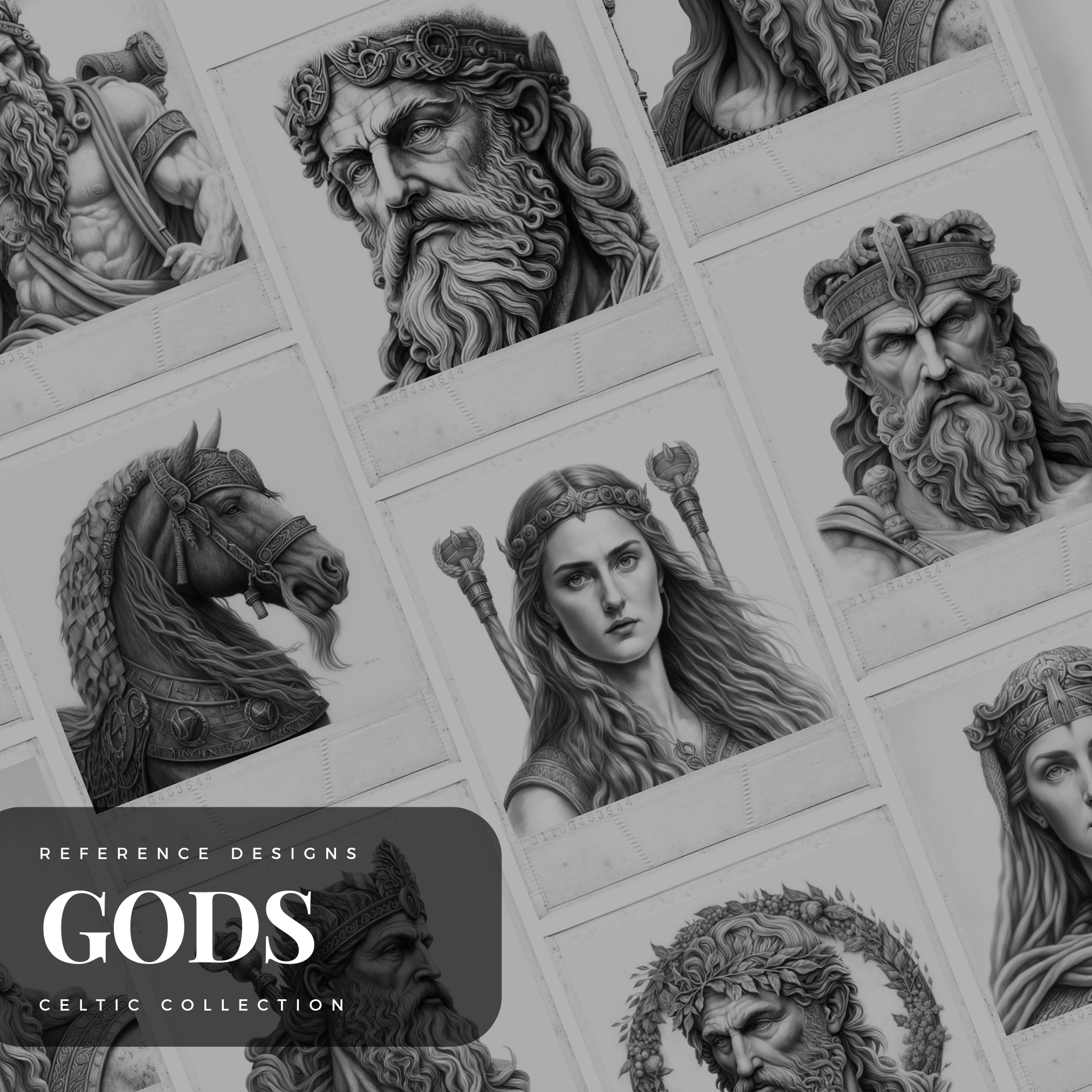 Colección de diseño digital de dioses celtas: 50 imágenes de Procreate y Sketchbook