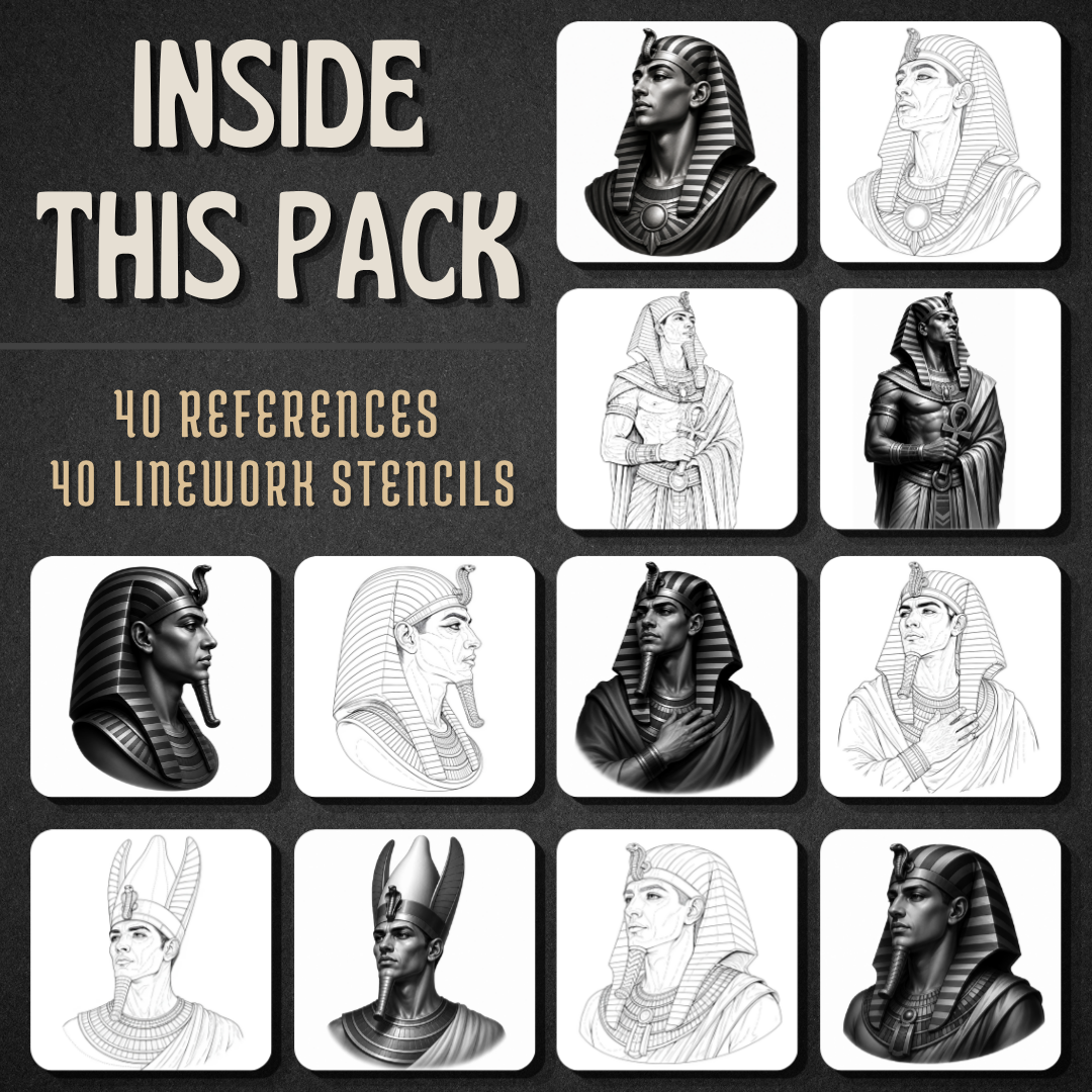 Egyptian Kings Procreate tattoo brush stamp set — design 2