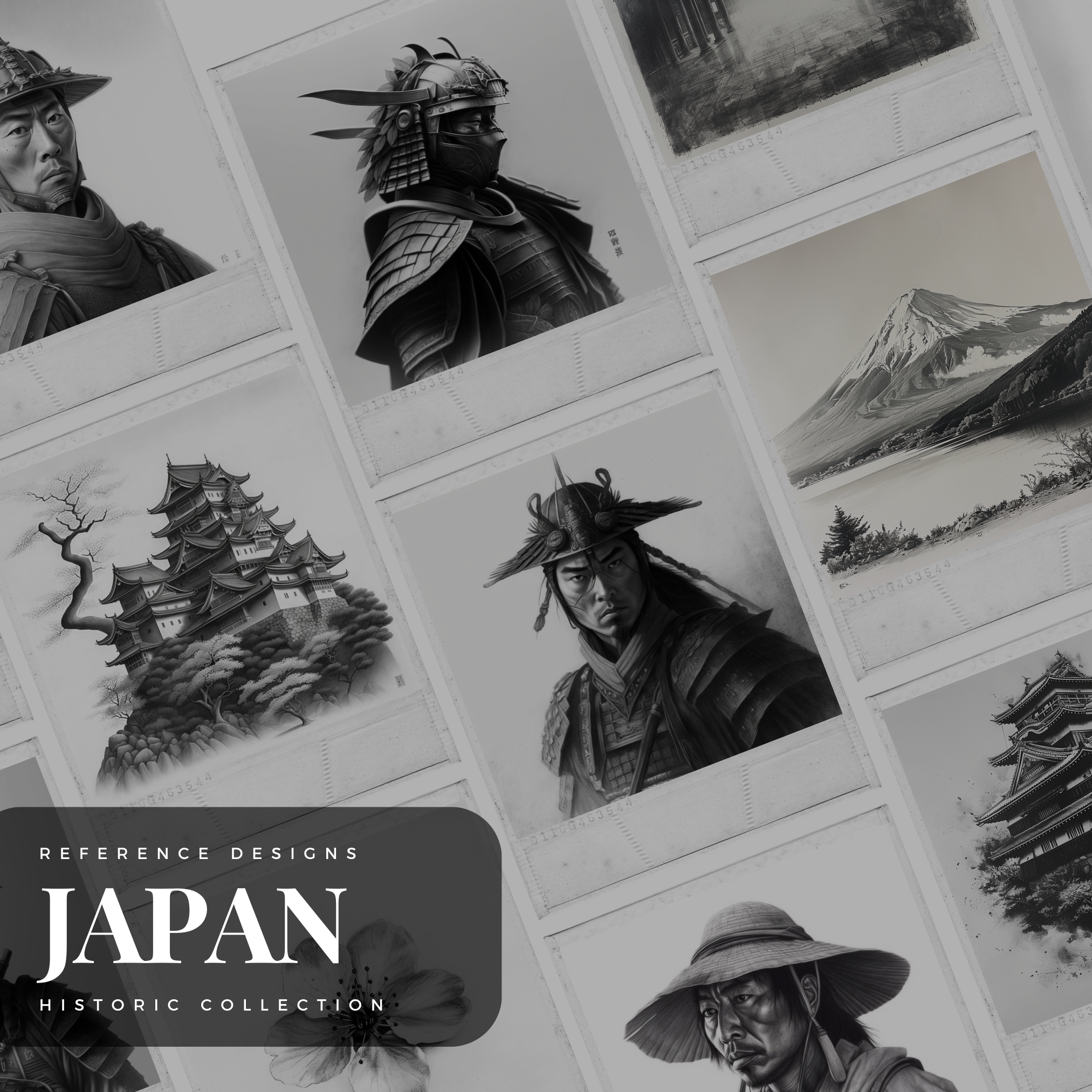 Colección de diseño digital de samuráis y el Japón feudal: 100 imágenes de Procreate y Sketchbook