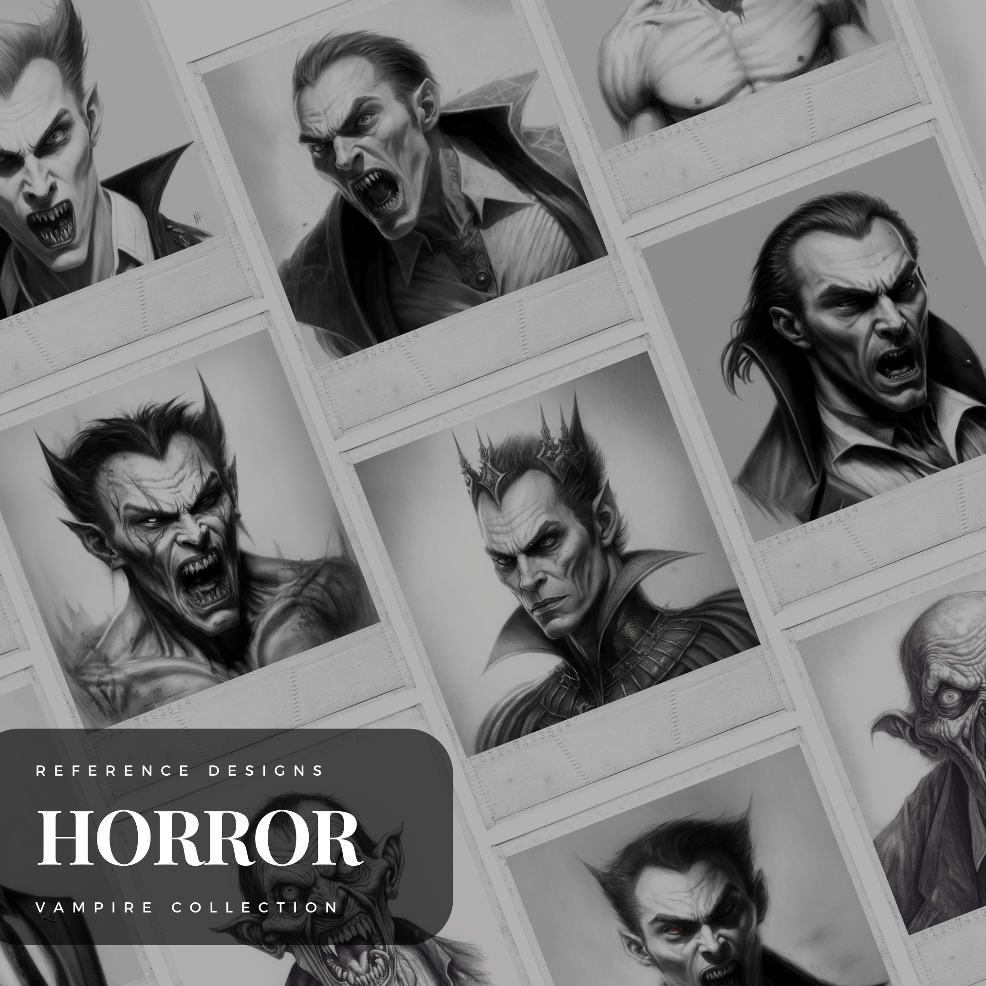 Colección de diseños de terror digital de vampiros: 50 imágenes de Procreate y Sketchbook