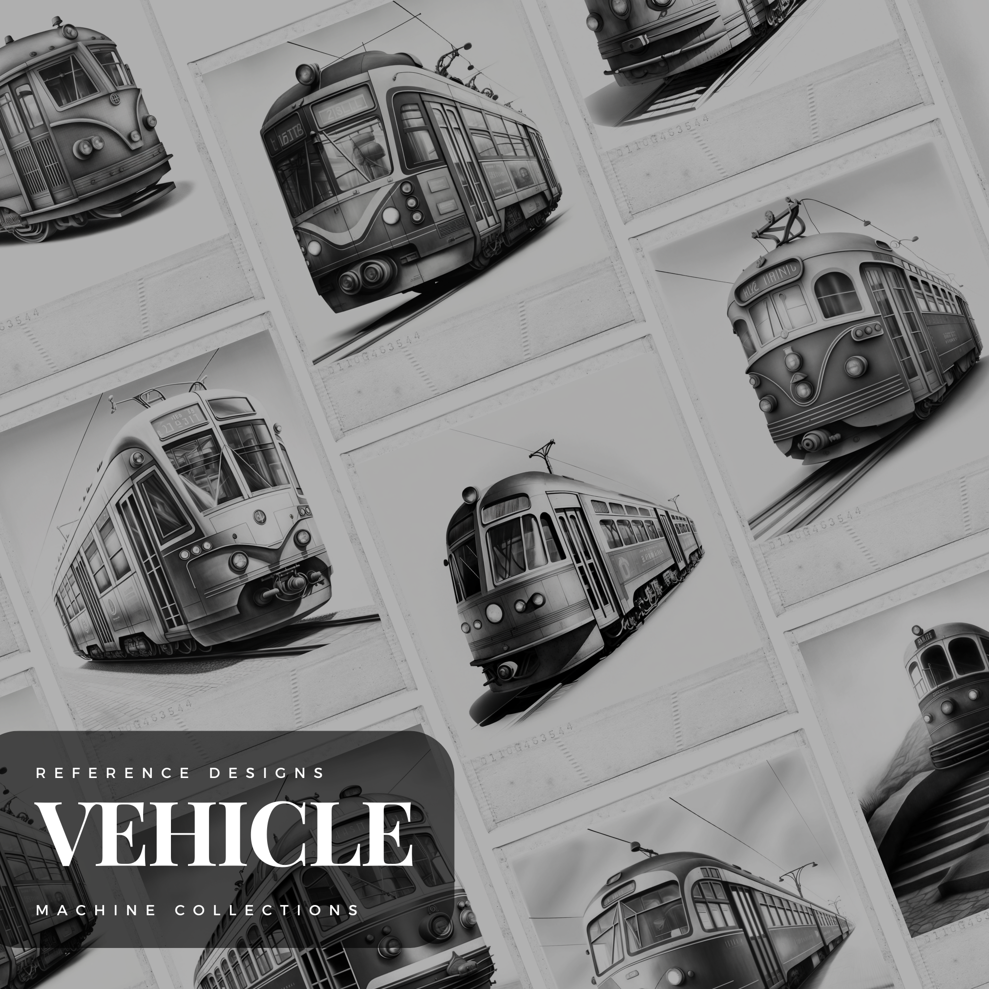 Trams Digital Design Collection: 50 Procreate & Sketchbook Images