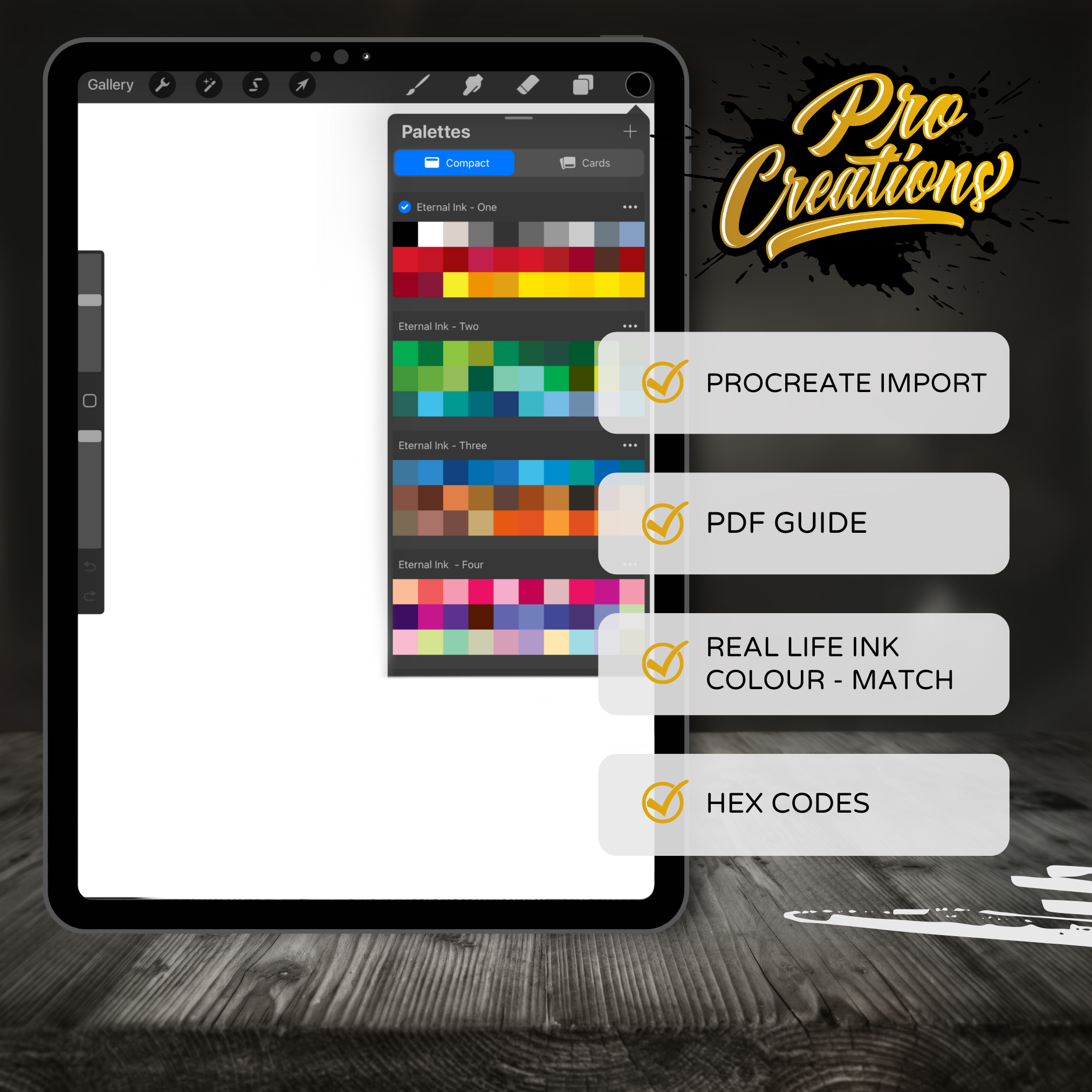 Eternal Ink Procreate Colour Set – 4 Palettes, 120 Colours