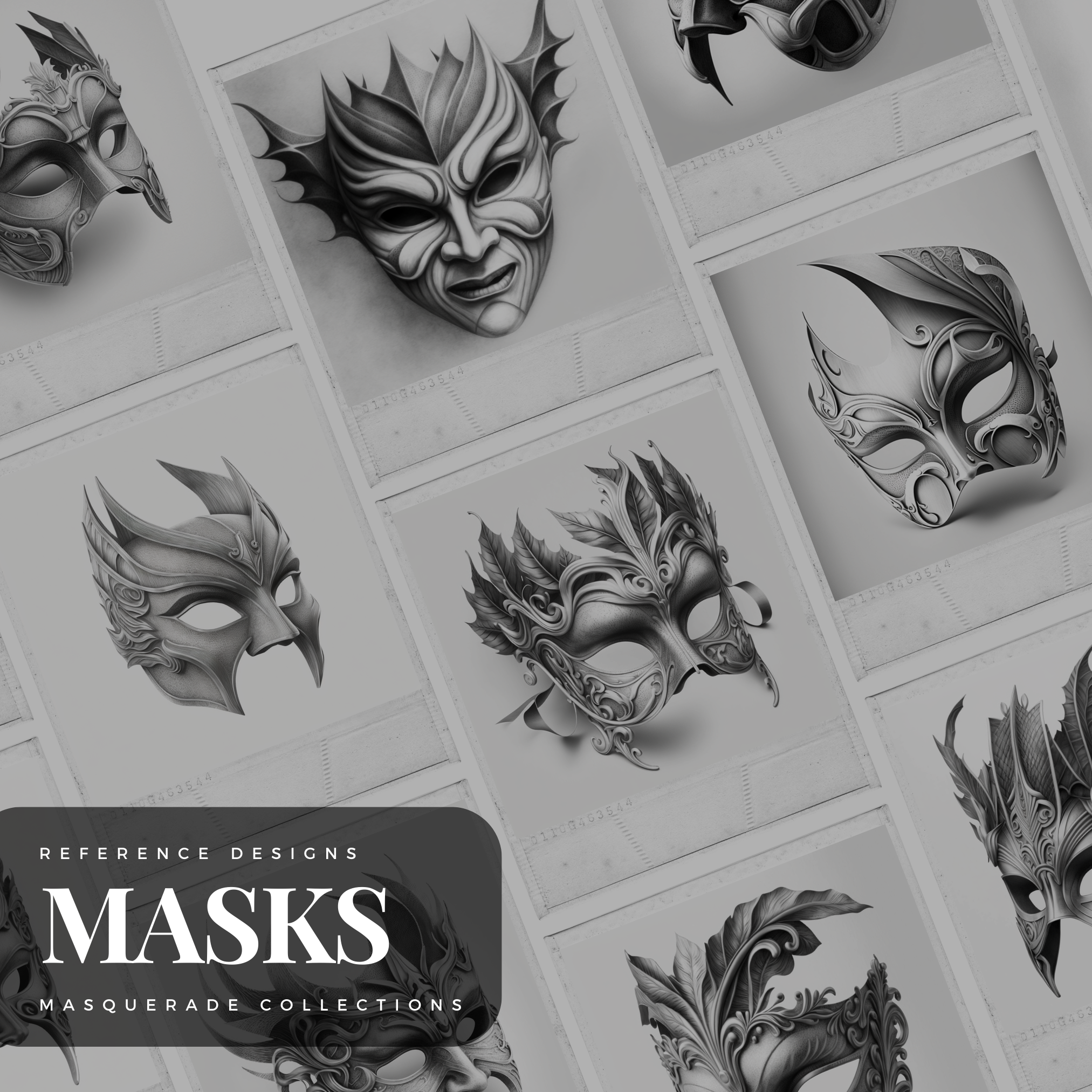 Masquerade Masks Digital Reference Design Collection: 50 Procreate & Sketchbook Images
