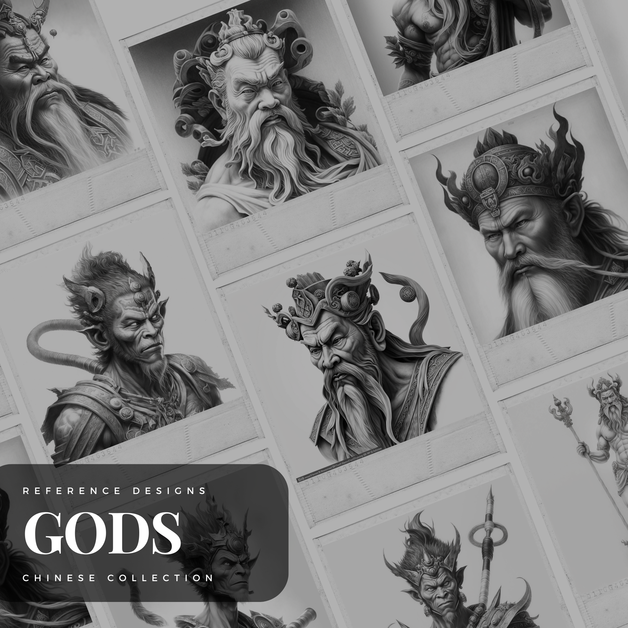 Digitale Designsammlung chinesischer Götter: 50 Procreate- und Skizzenbuchbilder