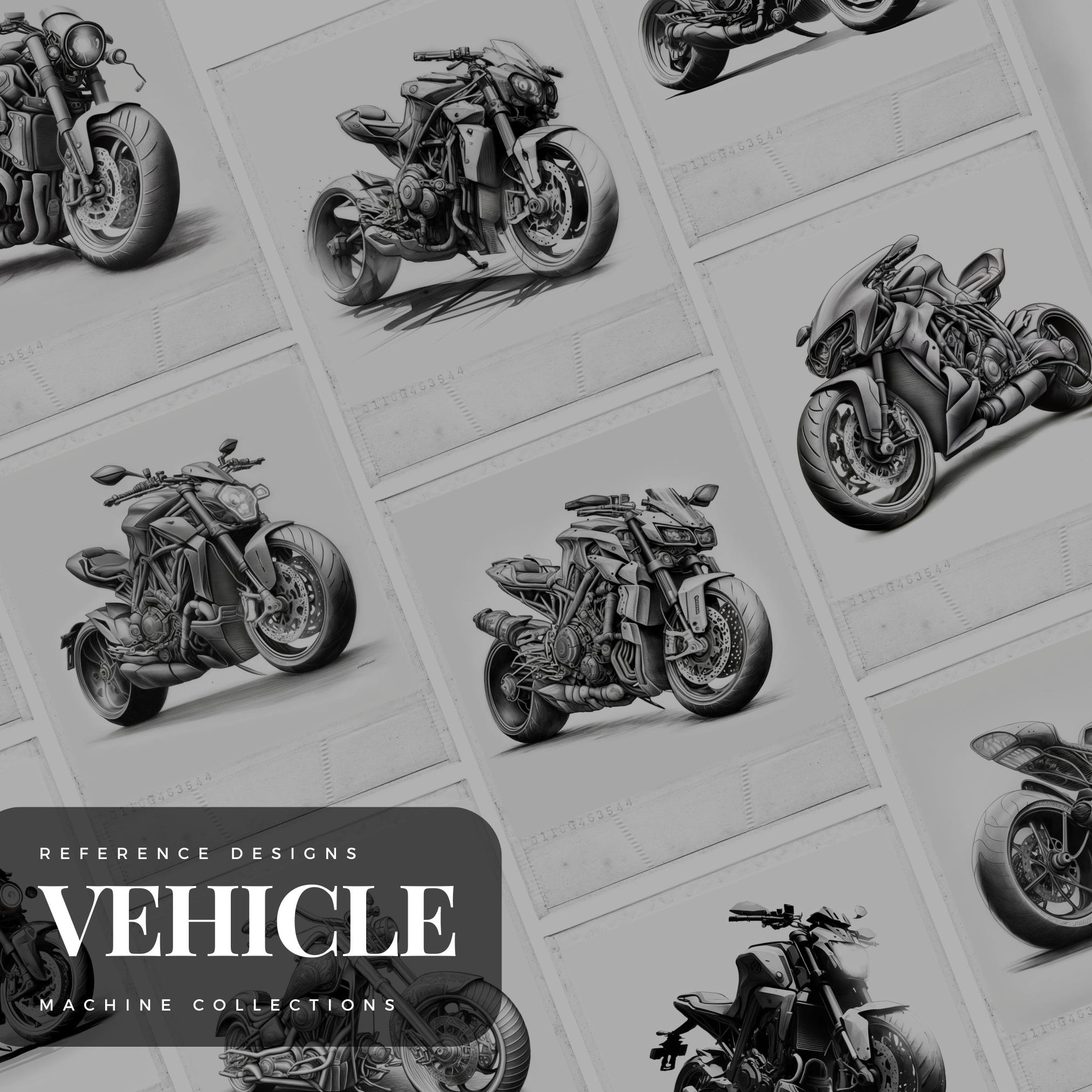 Motorbikes Digital Design Collection: 50 Procreate & Sketchbook Images