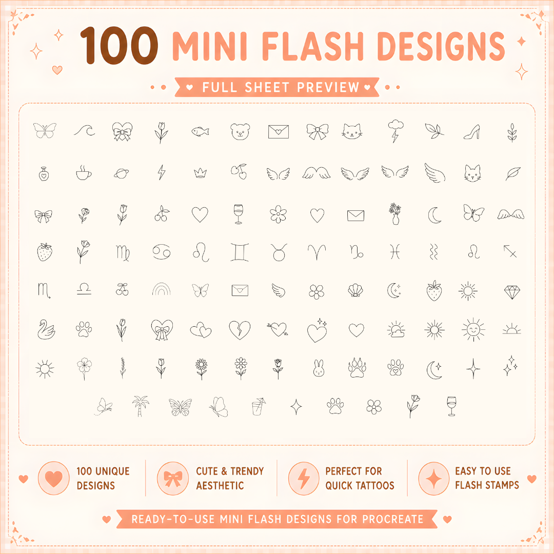 Cute Aesthetic Mini Flash Stamps for Procreate
