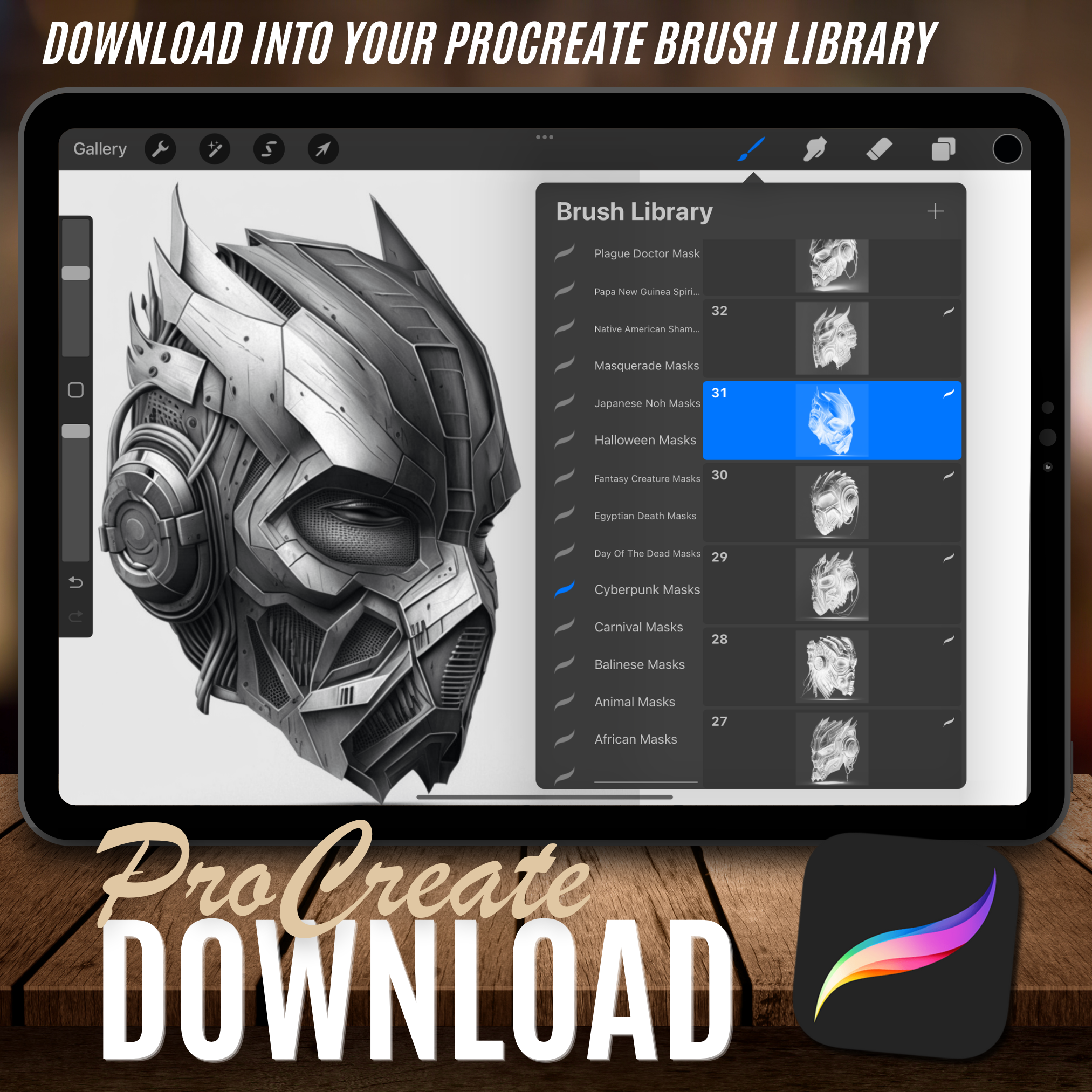Cyberpunk Masks Digital Reference Design Collection: 50 Procreate & Sketchbook Images