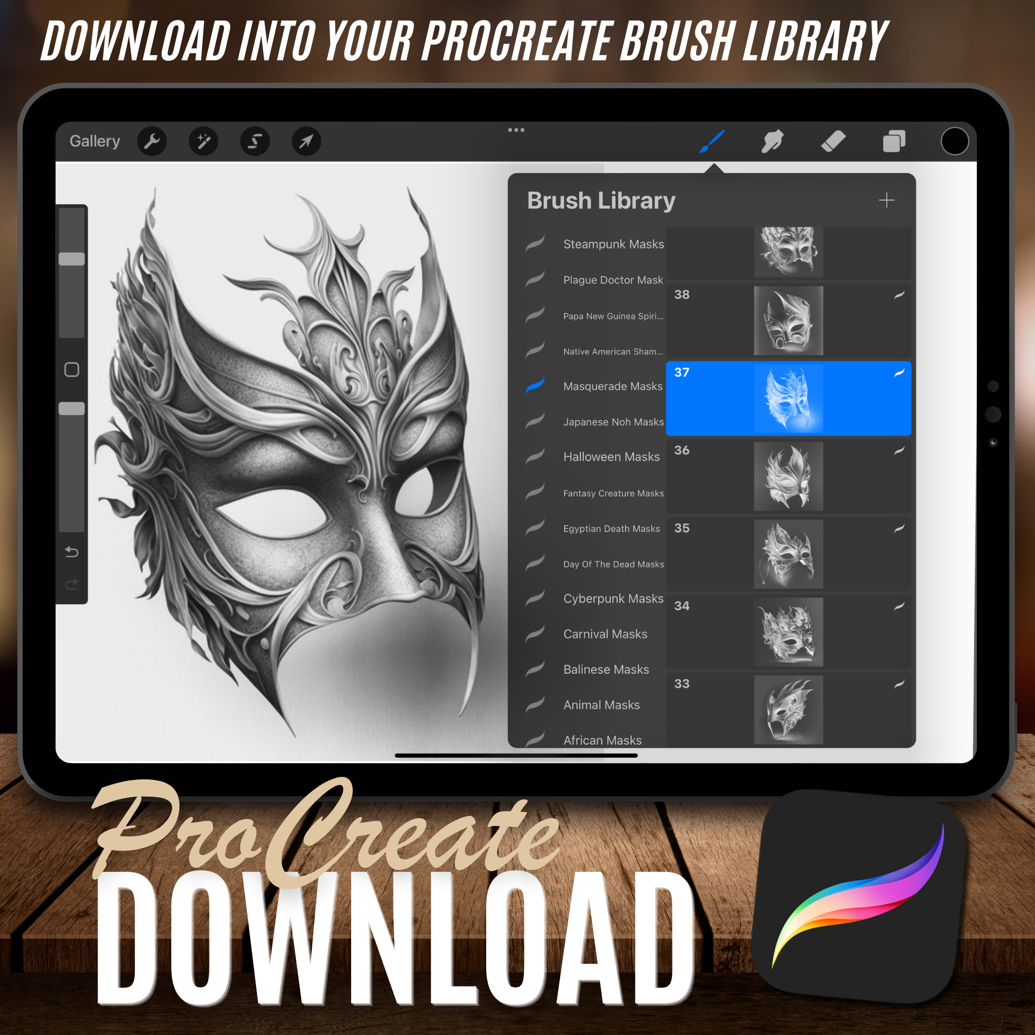 Masquerade Masks Digital Reference Design Collection: 50 Procreate & Sketchbook Images