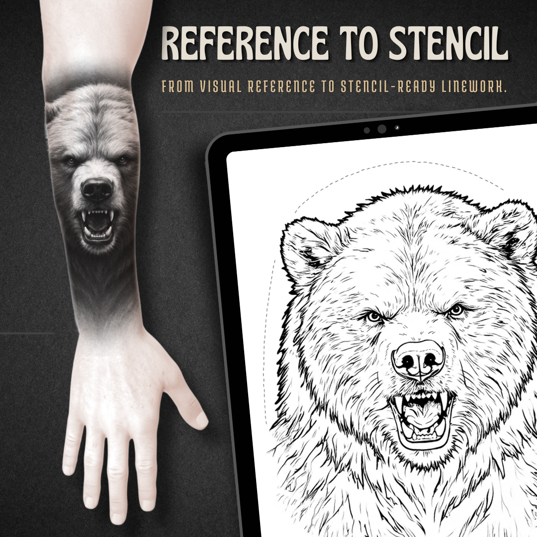 Bears Procreate tattoo brush stamp set — design 3