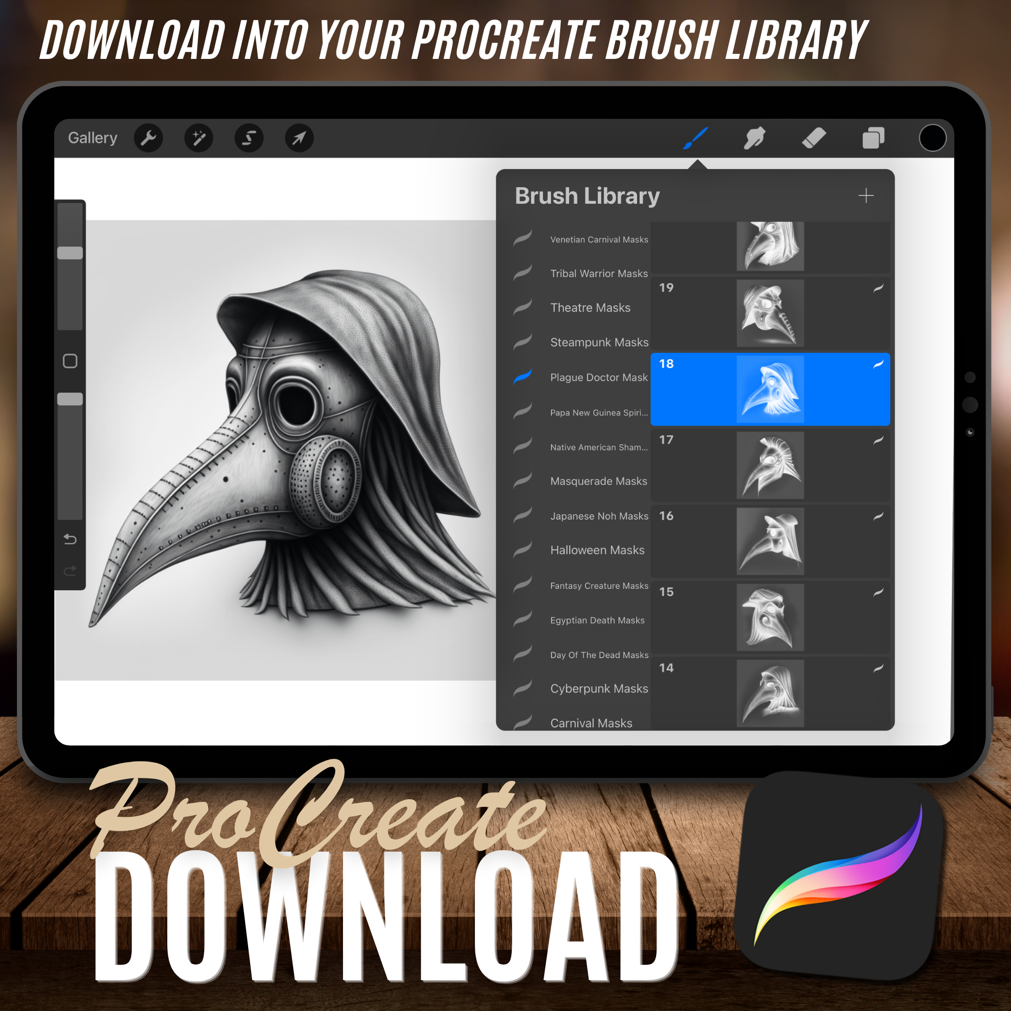 Plague Doctor Masks Digital Reference Design Collection: 50 Procreate & Sketchbook Images