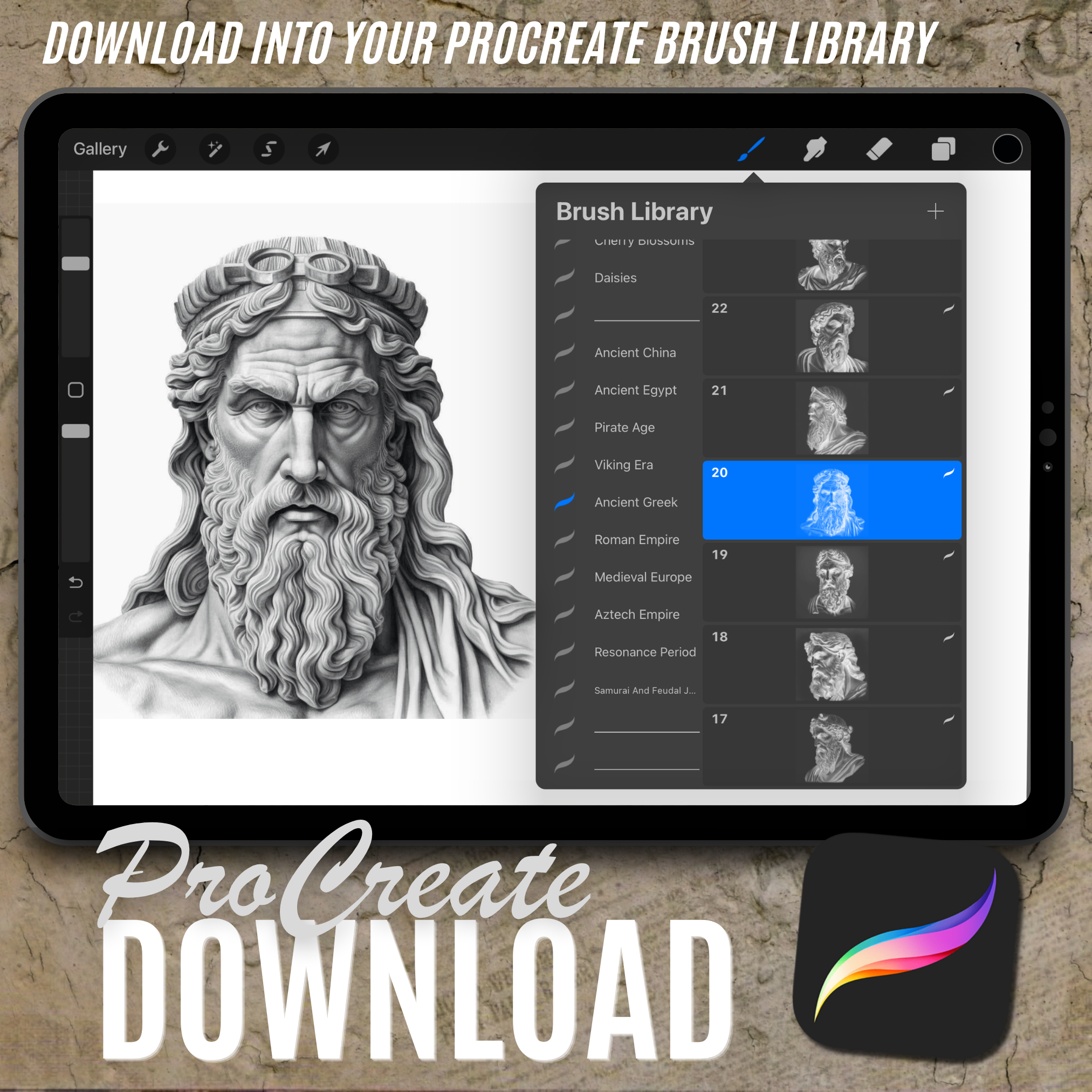 Digitale Designsammlung des antiken Griechenlands: 100 Procreate- und Skizzenbuchbilder