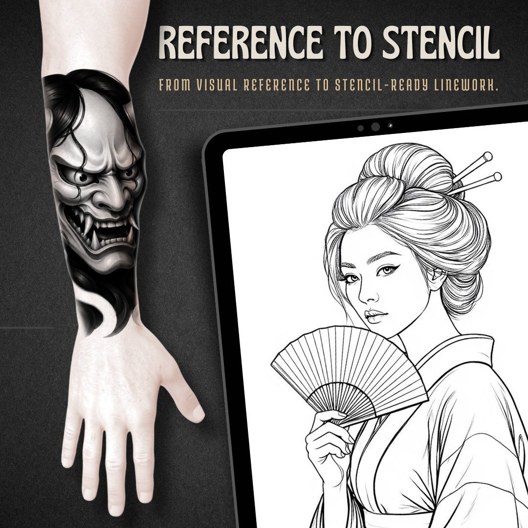 Hanya Masks Procreate tattoo brush stamp set — design 3