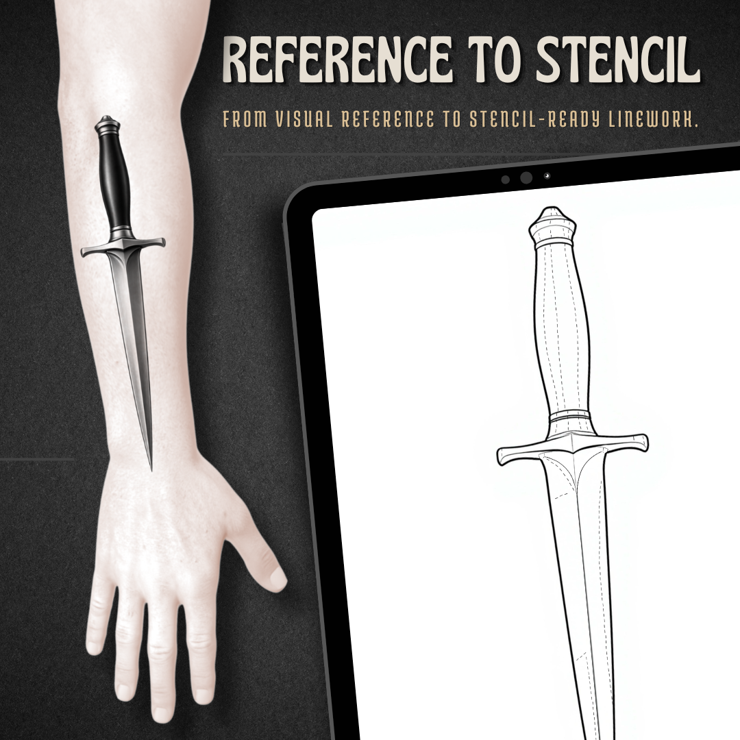 Daggers Procreate tattoo brush stamp set — design 3