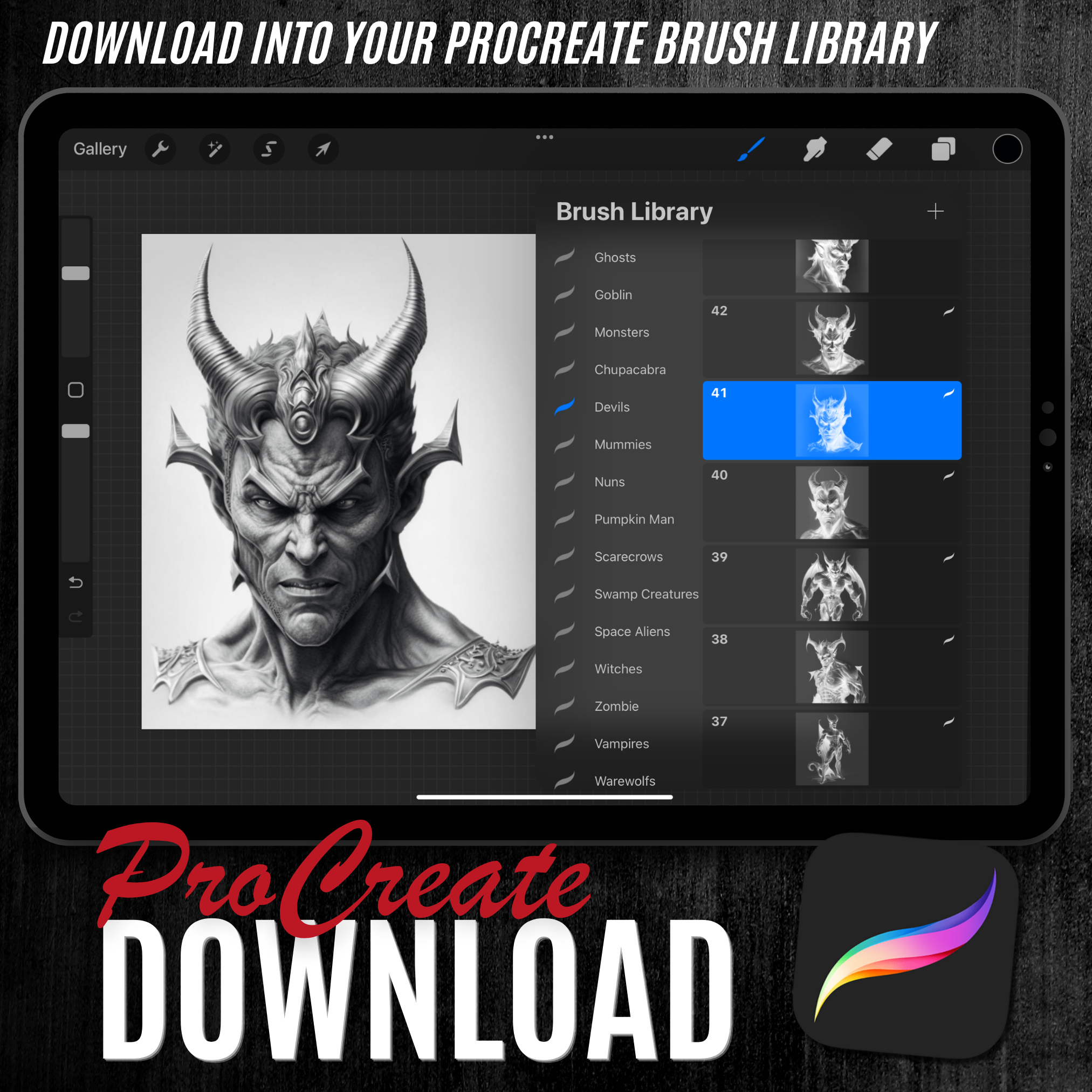 Devils Digital Horror Design Collection: 50 Procreate- und Skizzenbuchbilder