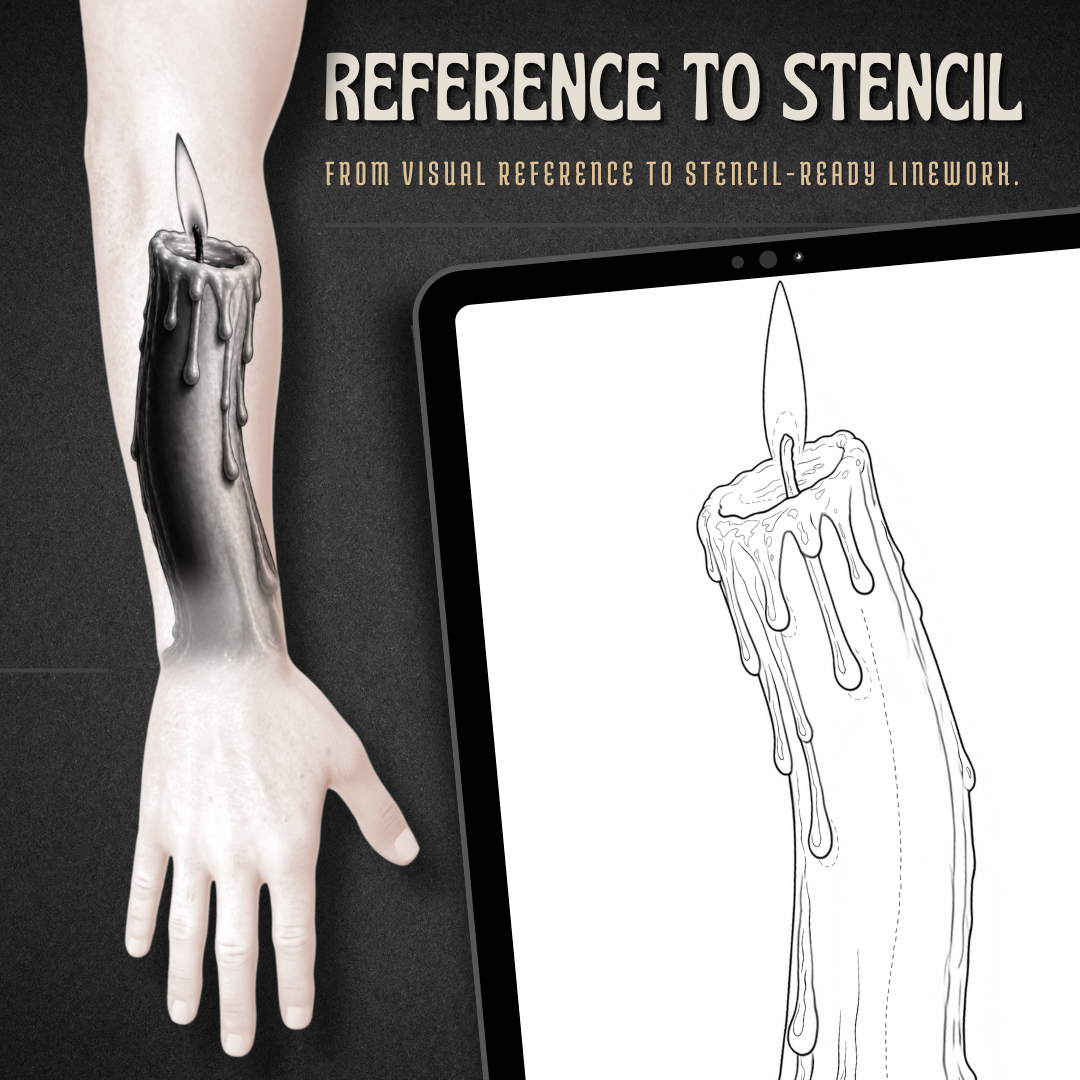 Candles Procreate tattoo brush stamp set — design 3