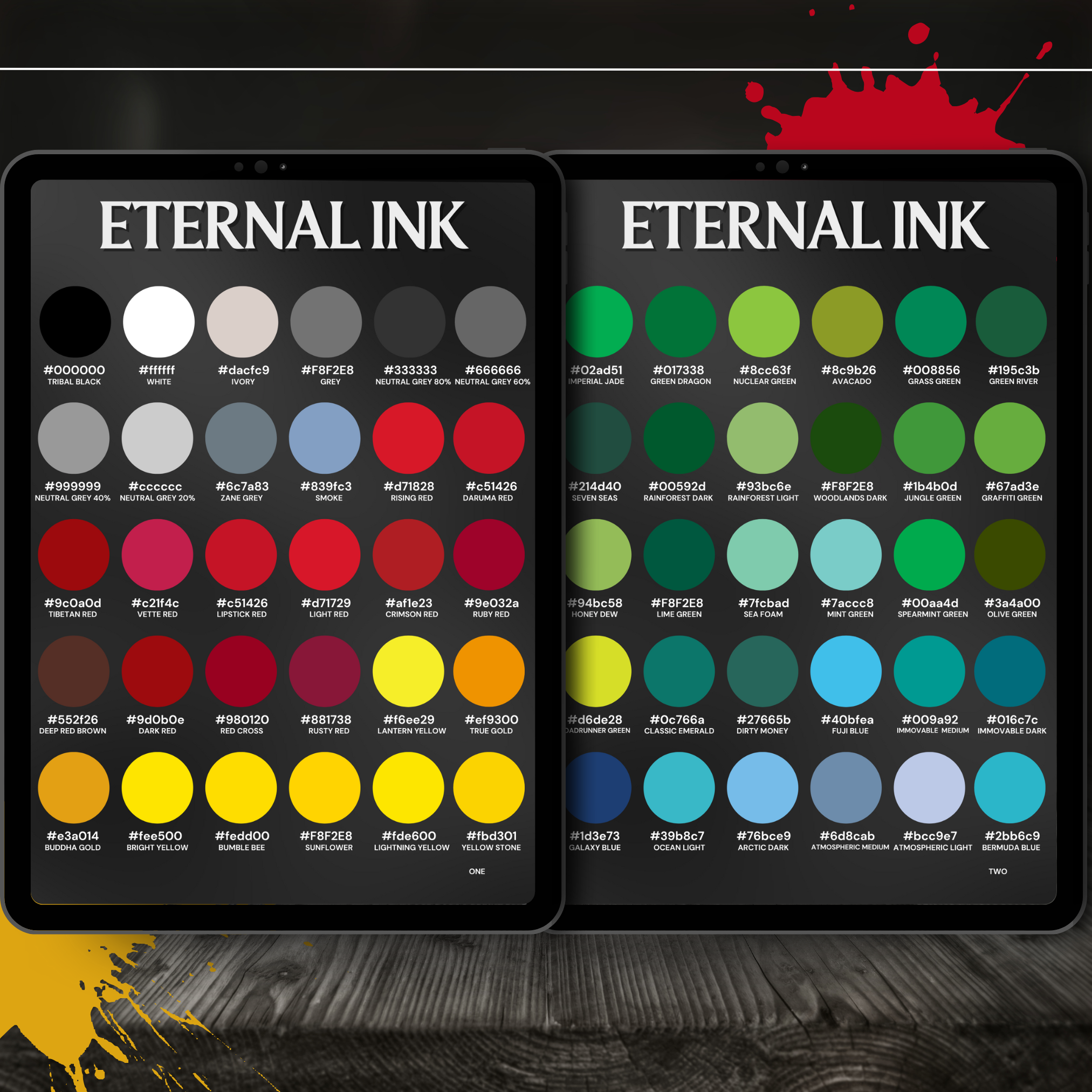 Eternal Ink Procreate Colour Set – 4 Palettes, 120 Colours