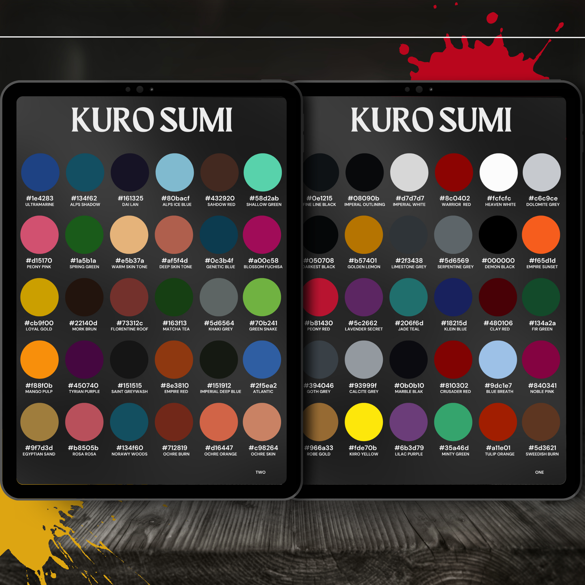 Kuro Sumi Procreate Ink Palette –  60 Authentic Japanese-Inspired Tattoo Colours