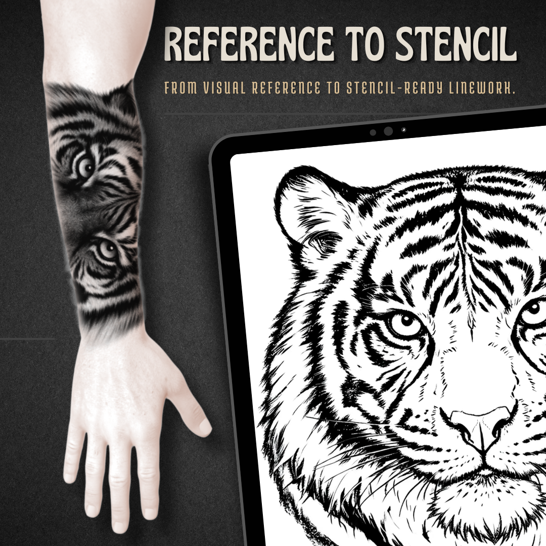 Tigers Procreate tattoo brush stamp set — design 3